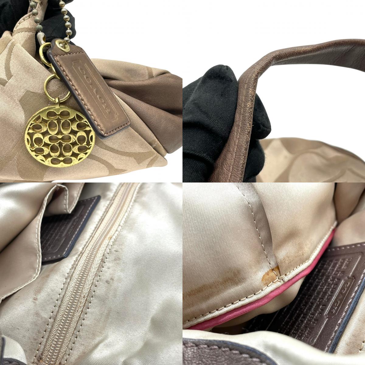 COACH コーチ シグネチャー 13641 2WAY ショルダーバッグ ハンドバッグ ハーフムーン キャンバス レザー ベージュ ブラウン 茶色 エレガント クラシック カジュアル レディース 普段使い お出かけ 斜め掛け可 ワンショルダー 鞄 s84
