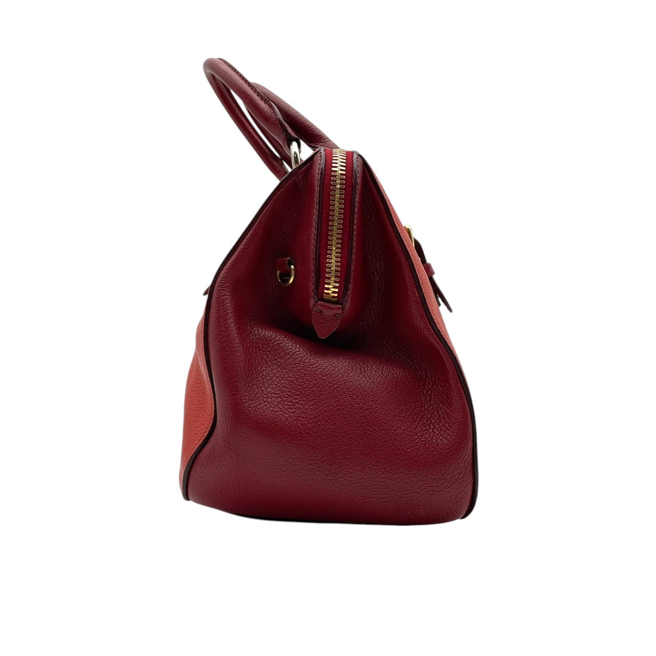 【美品】ミュウミュウ miumiu ハンドバッグ 2way ショルダーバッグ レザー オレンジ 朱色 暖色系 ゴールド金具 ロゴ 刻印 本革 鞄 カバン レディース カジュアル エレガント 華やか 高級感 デート お出かけ 自立可 斜め掛け可 美品 S99