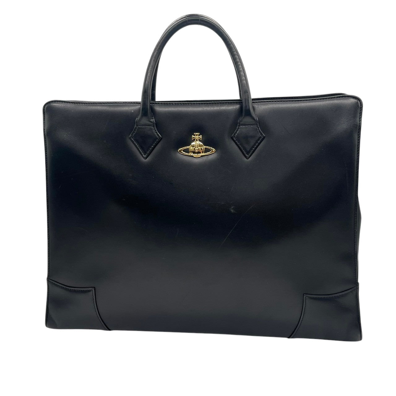 ヴィヴィアンウエストウッド Vivienne Westwood ハンドバッグ ブリーフケース ビジネスバッグ レザー 本革 ブラック 黒 オーブ ゴールド金具 A4収納可 エレガント クラシック カバン 手提げ メンズ レディース 通勤 通学 鞄 S81