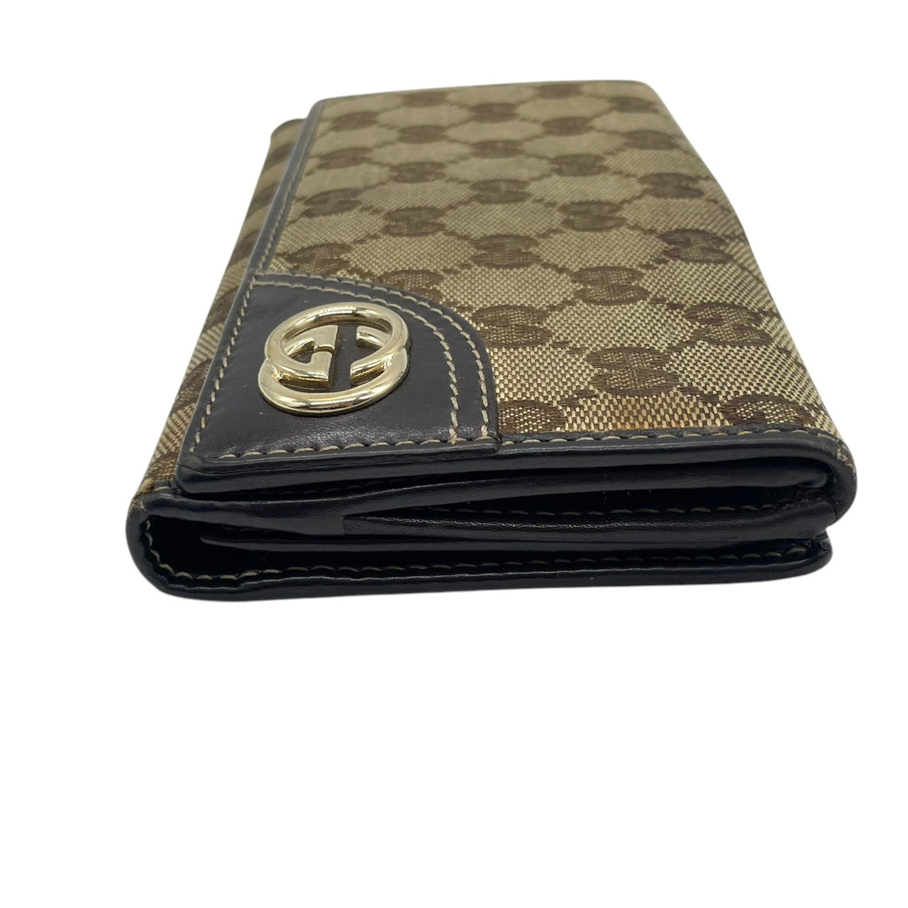 GUCCI グッチ 長財布 ロングウォレット GGキャンバス レザー 本革 ブラウン 茶 レディース 女性用 メンズ エレガント クラシック ウォレット 札入れ 小銭入れ カード入れ 財布 サイフ フォーマル 高級 人気 ブランド M4