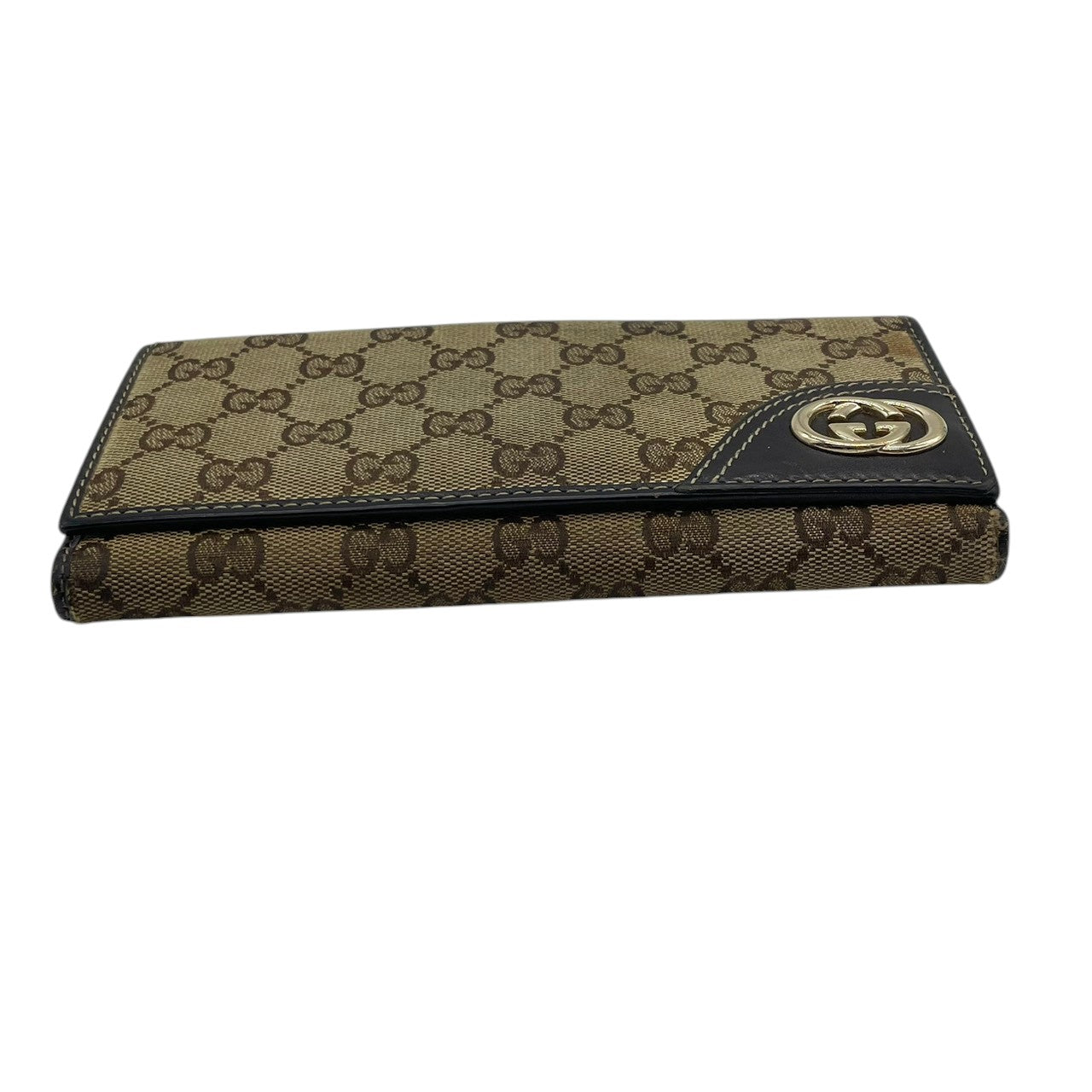 GUCCI グッチ 長財布 ロングウォレット GGキャンバス レザー 本革 ブラウン 茶 レディース 女性用 メンズ エレガント クラシック ウォレット 札入れ 小銭入れ カード入れ 財布 サイフ フォーマル 高級 人気 ブランド M4
