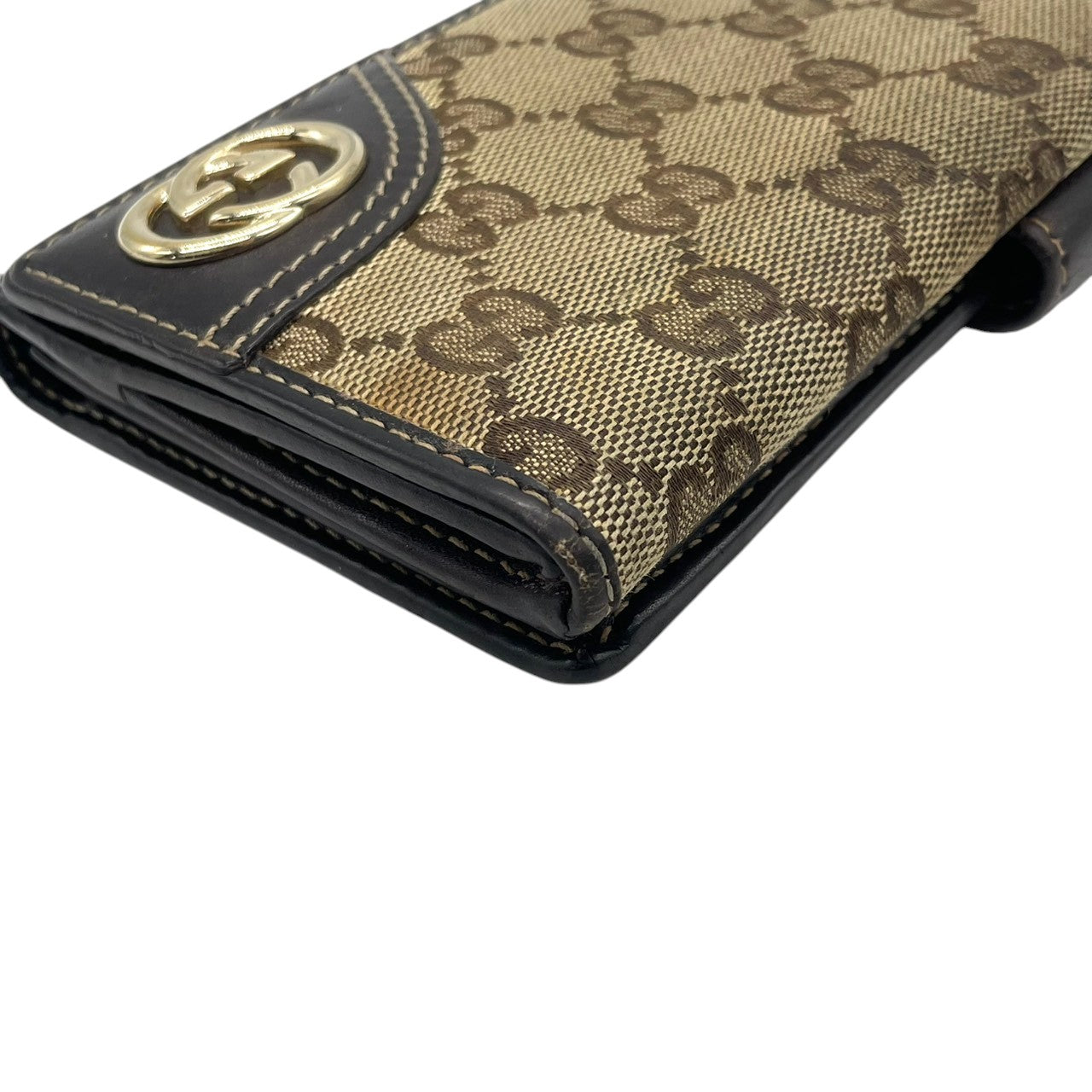 GUCCI グッチ 長財布 ロングウォレット GGキャンバス レザー 本革 ブラウン 茶 レディース 女性用 メンズ エレガント クラシック ウォレット 札入れ 小銭入れ カード入れ 財布 サイフ フォーマル 高級 人気 ブランド M4