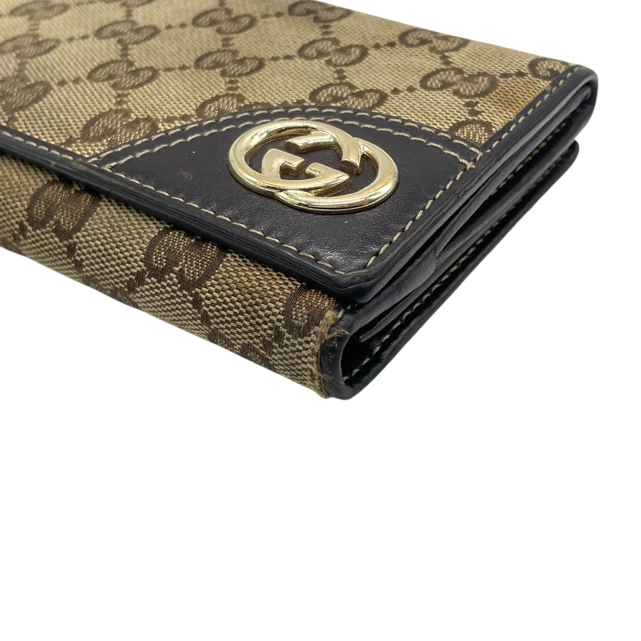 GUCCI グッチ 長財布 ロングウォレット GGキャンバス レザー 本革 ブラウン 茶 レディース 女性用 メンズ エレガント クラシック ウォレット 札入れ 小銭入れ カード入れ 財布 サイフ フォーマル 高級 人気 ブランド M4