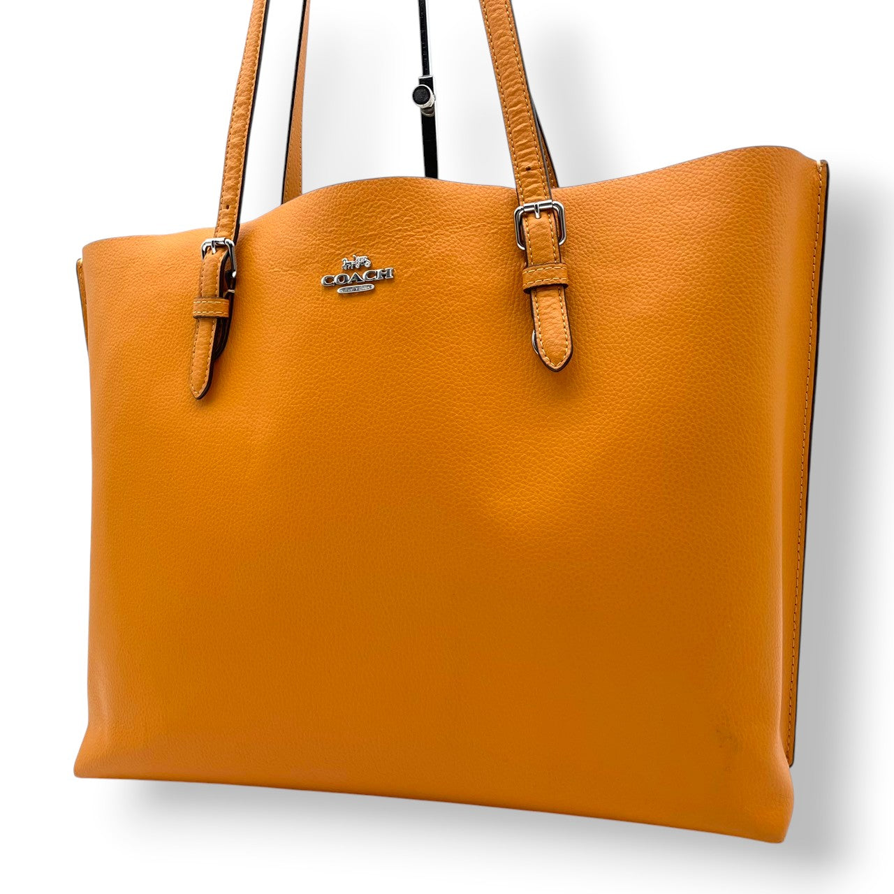 美品 COACH コーチ トートバッグ ショルダーバッグ ワンショルダー 肩掛け レザー 本革 オレンジ 橙色 無地 シンプル 大容量 A4収納可 上品 エレガント クラシック カジュアル 通勤 通学 デイリー お出かけ カバン 鞄 自立可 レディース S65