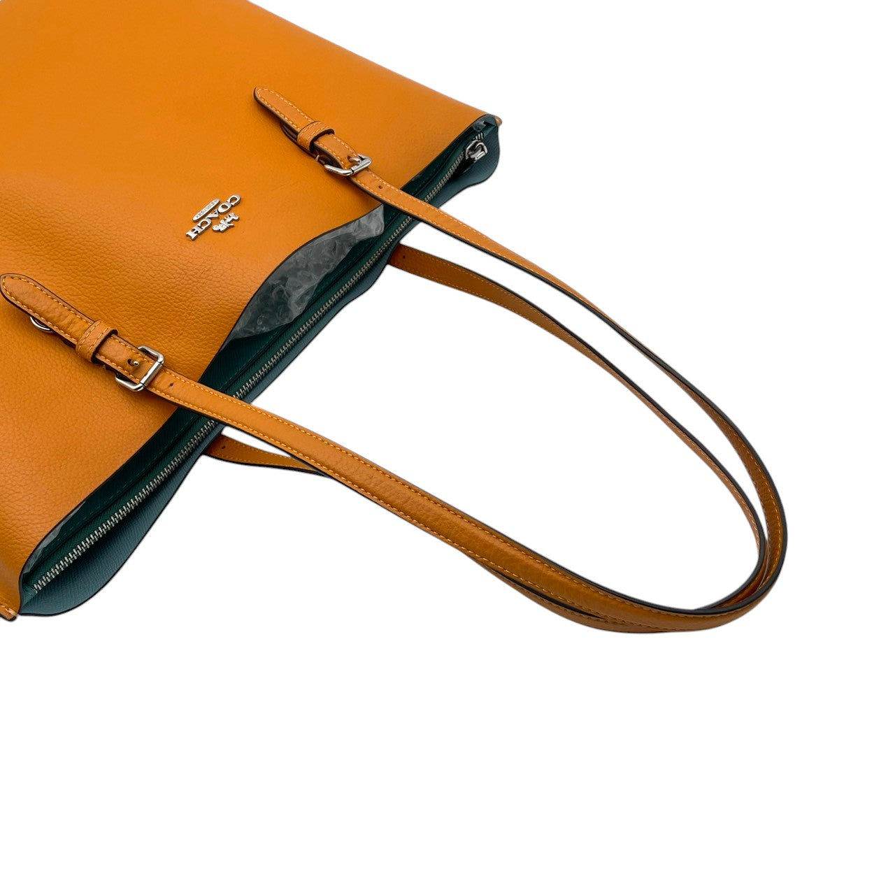 美品 COACH コーチ トートバッグ ショルダーバッグ ワンショルダー 肩掛け レザー 本革 オレンジ 橙色 無地 シンプル 大容量 A4収納可 上品 エレガント クラシック カジュアル 通勤 通学 デイリー お出かけ カバン 鞄 自立可 レディース S65