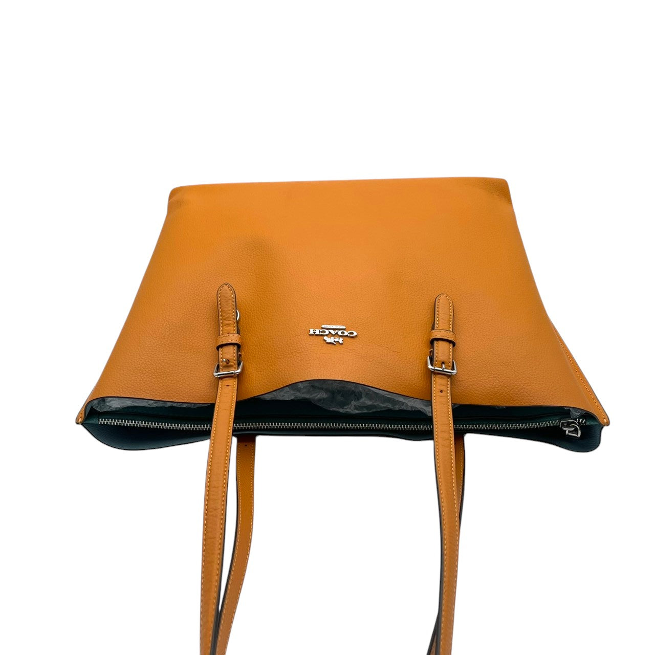 美品 COACH コーチ トートバッグ ショルダーバッグ ワンショルダー 肩掛け レザー 本革 オレンジ 橙色 無地 シンプル 大容量 A4収納可 上品 エレガント クラシック カジュアル 通勤 通学 デイリー お出かけ カバン 鞄 自立可 レディース S65