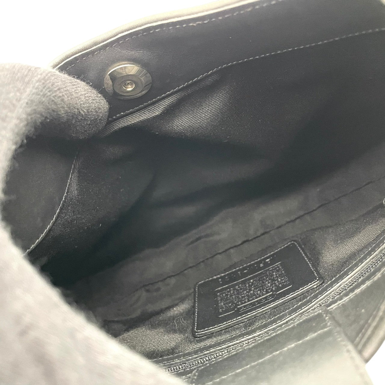 美品 COACH コーチ ショルダーバッグ ハンドバッグ ワンショルダー 肩掛け ウール レザー 本革 ブラック 黒 グレー 灰色 ツイード コンパクト ロゴチャーム ファスナー開閉 エレガント お出かけ サブバッグ カバン 鞄 上品 レディース S65