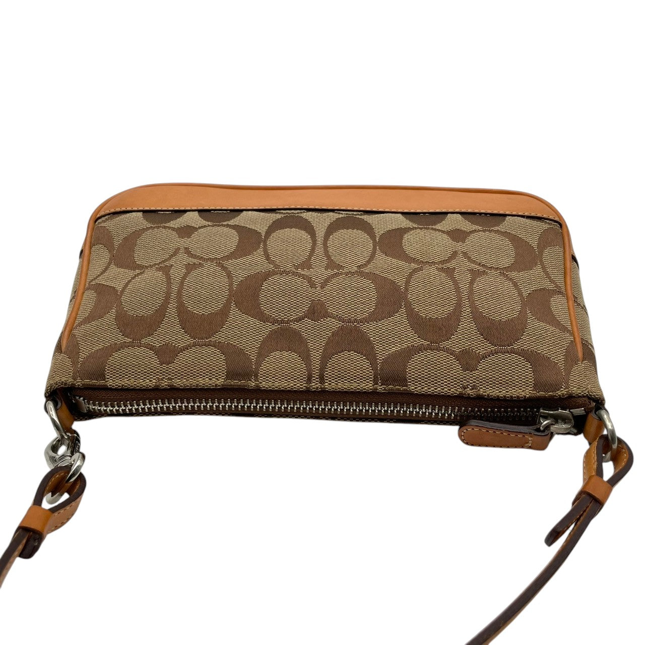 美品 COACH コーチ ハンドバッグ ワンショルダー 肩掛け キャンバス レザー 本革 ブラウン 茶色 シグネチャー 総柄 ミニバッグ コンパクト ポーチ エレガント クラシック カジュアル デイリー お出かけ サブバッグ カバン 鞄 レディース S65