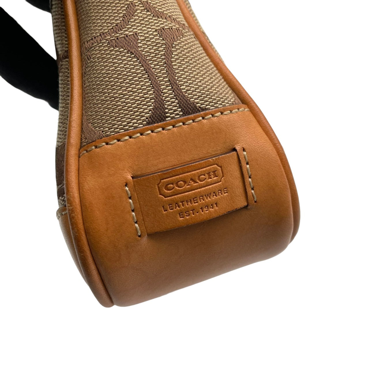 美品 COACH コーチ ハンドバッグ ワンショルダー 肩掛け キャンバス レザー 本革 ブラウン 茶色 シグネチャー 総柄 ミニバッグ コンパクト ポーチ エレガント クラシック カジュアル デイリー お出かけ サブバッグ カバン 鞄 レディース S65