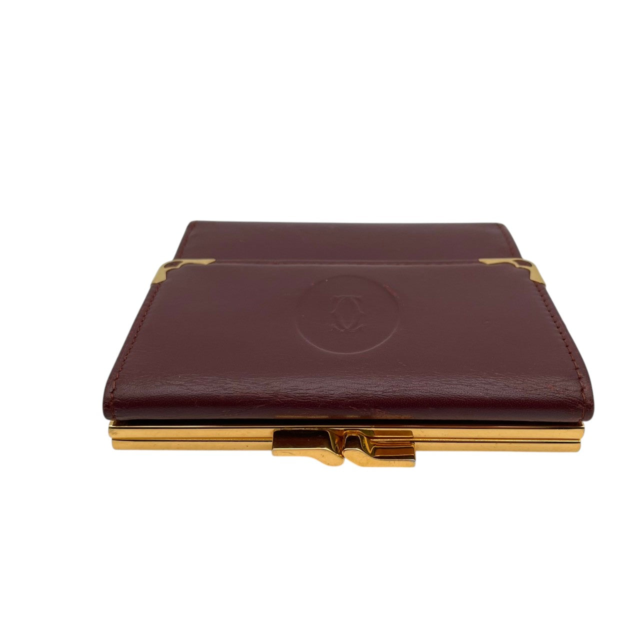 Cartier カルティエ コインケース 小銭入れ 財布 ウォレット コンパクト マストライン レザー 本革 ボルドー ワインレッド 赤茶色 ゴールド金具 ヴィンテージ ビンテージ エレガント クラシック 上品 デイリー 男女兼用 小物 M4