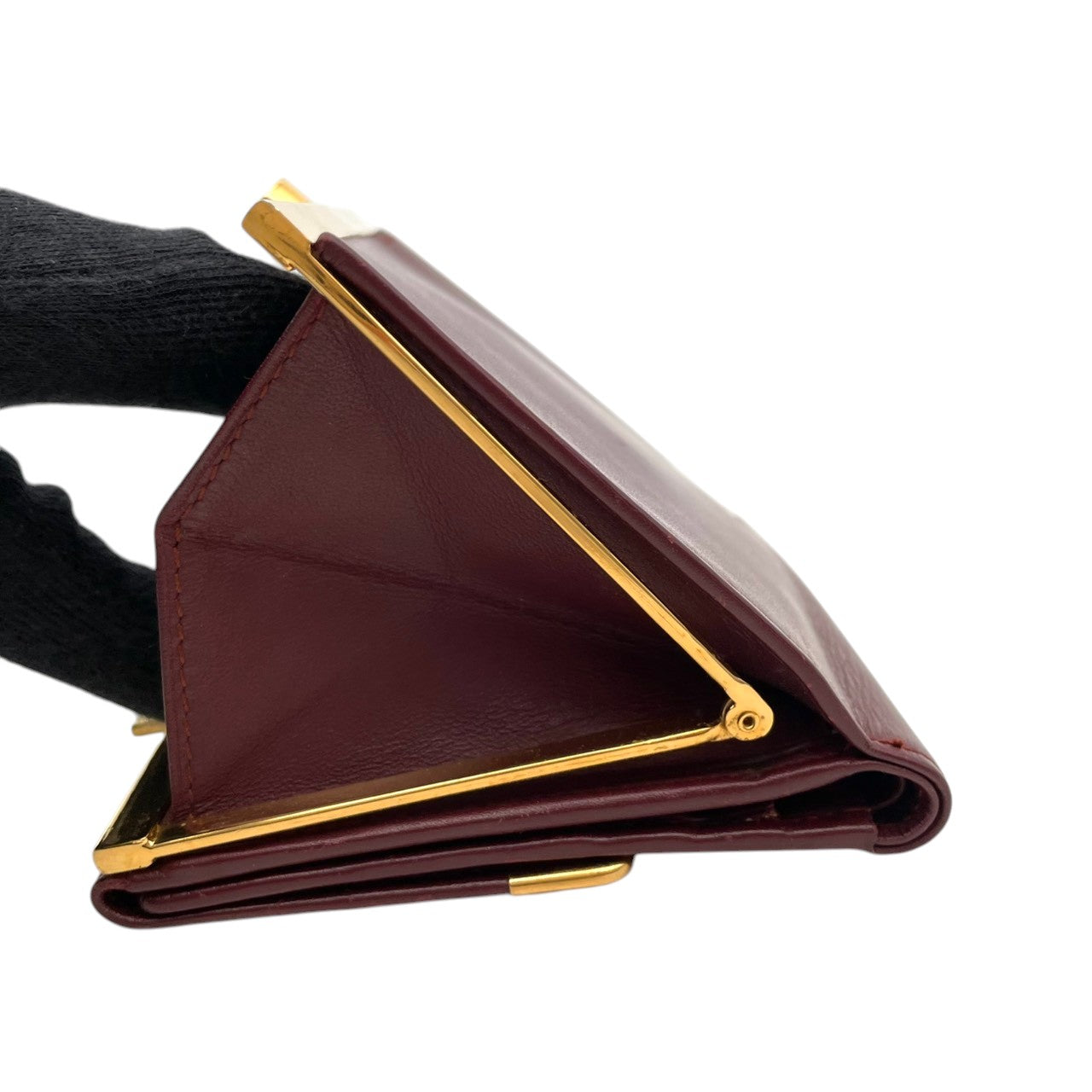 Cartier カルティエ コインケース 小銭入れ 財布 ウォレット コンパクト マストライン レザー 本革 ボルドー ワインレッド 赤茶色 ゴールド金具 ヴィンテージ ビンテージ エレガント クラシック 上品 デイリー 男女兼用 小物 M4