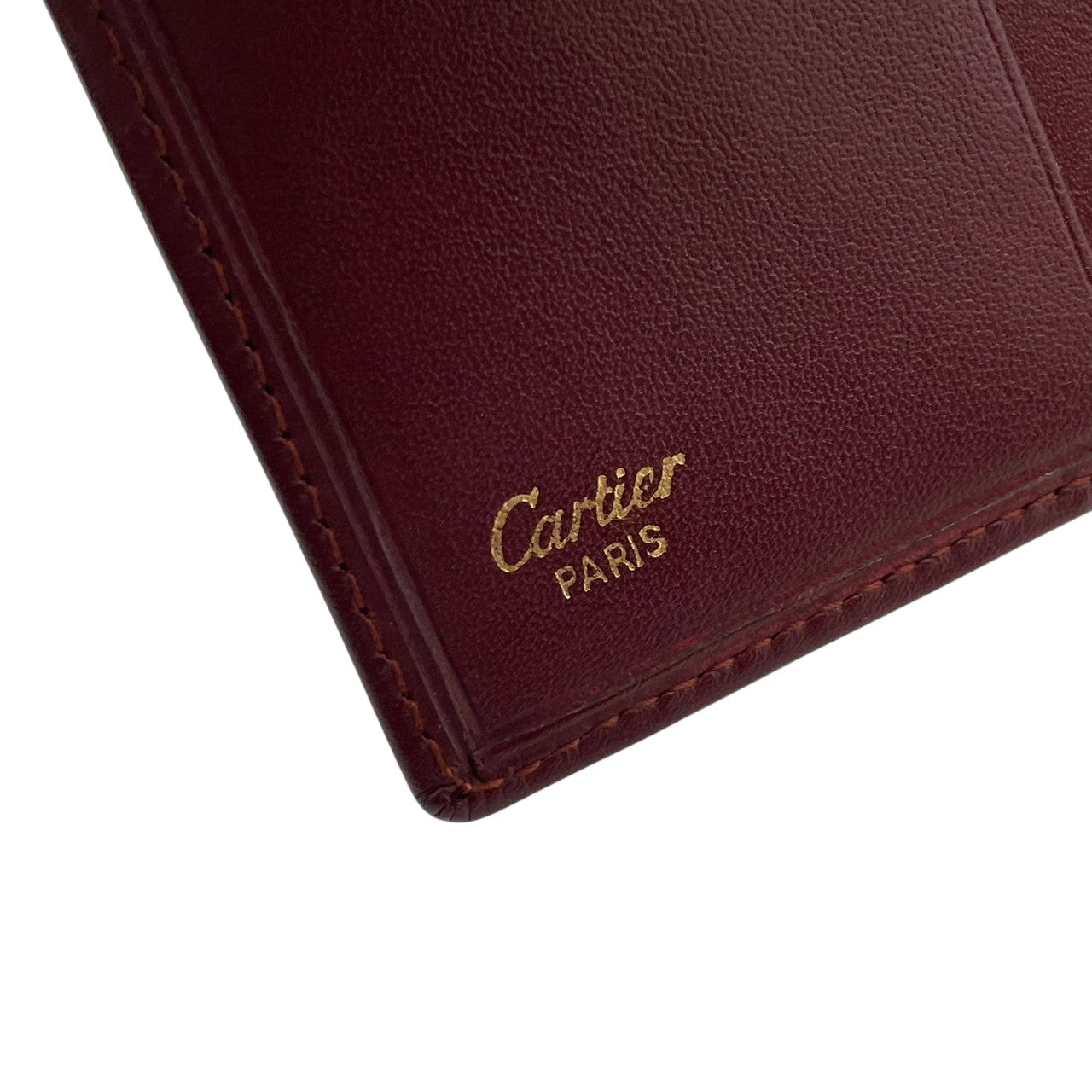 Cartier カルティエ コインケース 小銭入れ 財布 ウォレット コンパクト マストライン レザー 本革 ボルドー ワインレッド 赤茶色 ゴールド金具 ヴィンテージ ビンテージ エレガント クラシック 上品 デイリー 男女兼用 小物 M4