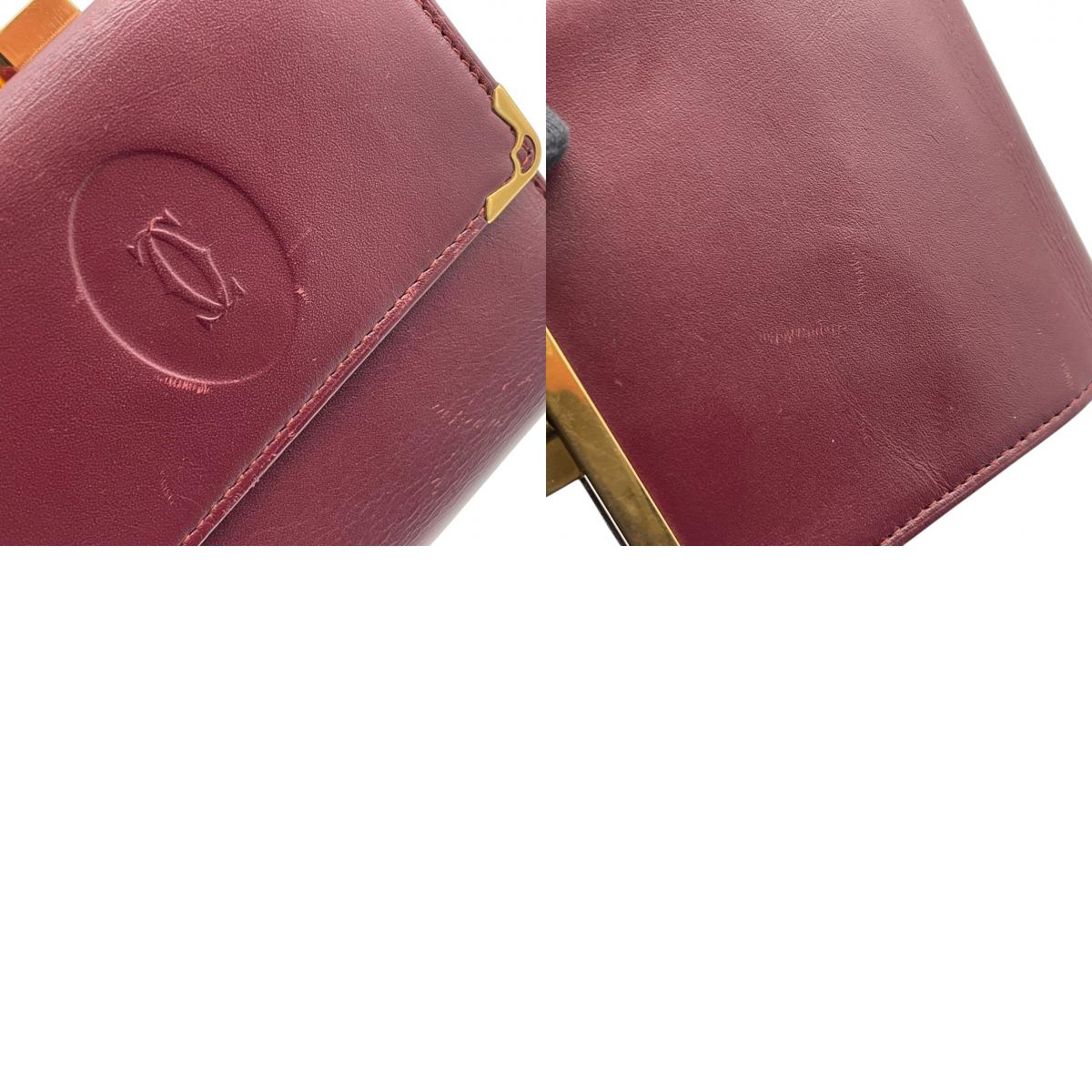 Cartier カルティエ コインケース 小銭入れ 財布 ウォレット コンパクト マストライン レザー 本革 ボルドー ワインレッド 赤茶色 ゴールド金具 ヴィンテージ ビンテージ エレガント クラシック 上品 デイリー 男女兼用 小物 M4