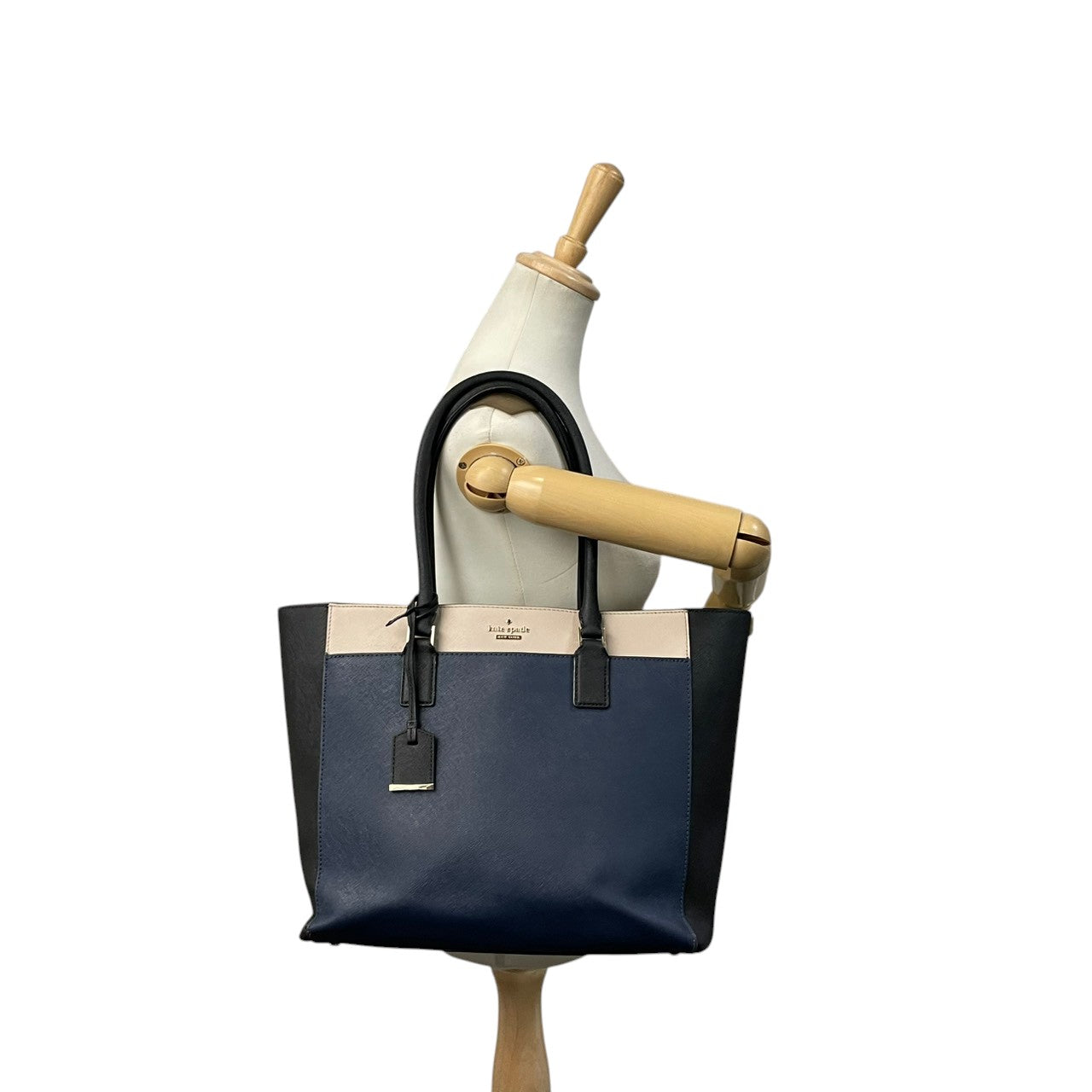 kate spade ケイトスペード トートバッグ ショルダーバッグ ワンショルダー 肩掛け レザー 本革 ネイビー 紺色 ブラック 黒 ピンクベージュ バイカラー 大容量 A4収納可 エレガント 通勤 通学 デイリー 鞄 自立可 レディース S75