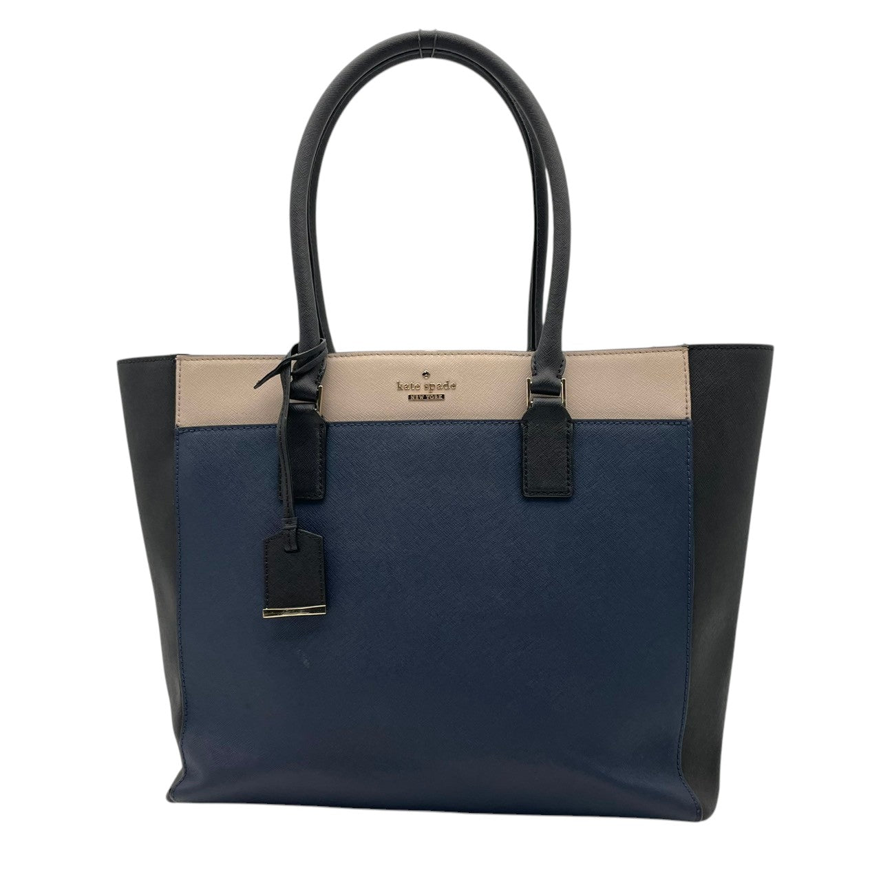kate spade ケイトスペード トートバッグ ショルダーバッグ ワンショルダー 肩掛け レザー 本革 ネイビー 紺色 ブラック 黒 ピンクベージュ バイカラー 大容量 A4収納可 エレガント 通勤 通学 デイリー 鞄 自立可 レディース S75