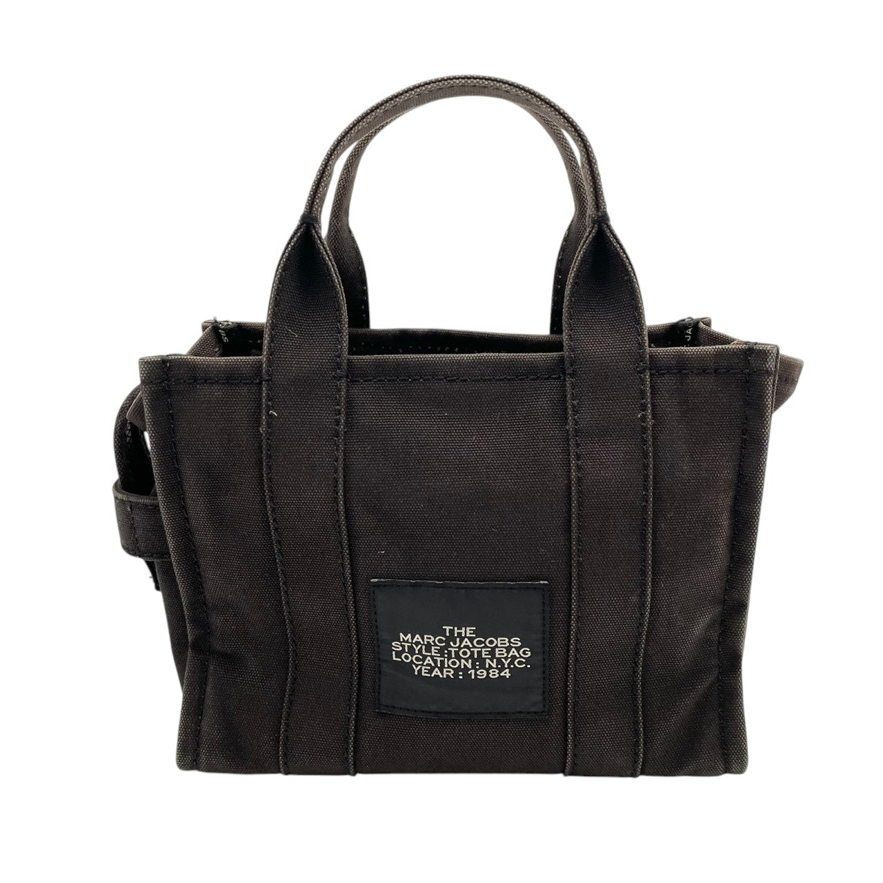 マークジェイコブス MARC JACOBS ザ トートバッグ THE TOTE BAG キャンバス ブラウン ブラック 茶 黒 2WAY ショルダー バッグ ハンドバッグ 斜め掛け可 クロスボディ 自立可 レディース カジュアル ロゴ デザイン S75