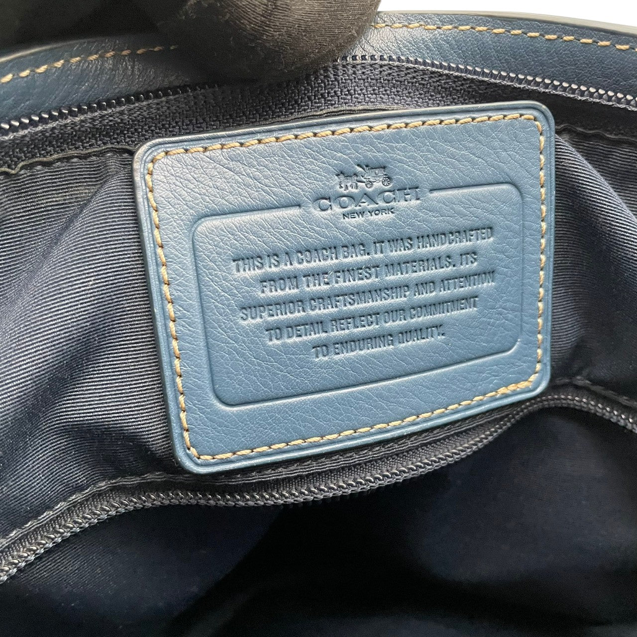 コーチ COACH トートバッグ ハンドバッグ ビジネスバッグ 本革 レザー ブルー ネイビー 青 紺 ヘリテージ 男女兼用 カジュアル ビジネス 通勤 通学 大きめ 大容量 A4収納可 縦型 収納力抜群 お出かけ デイリーユース 良品 S75