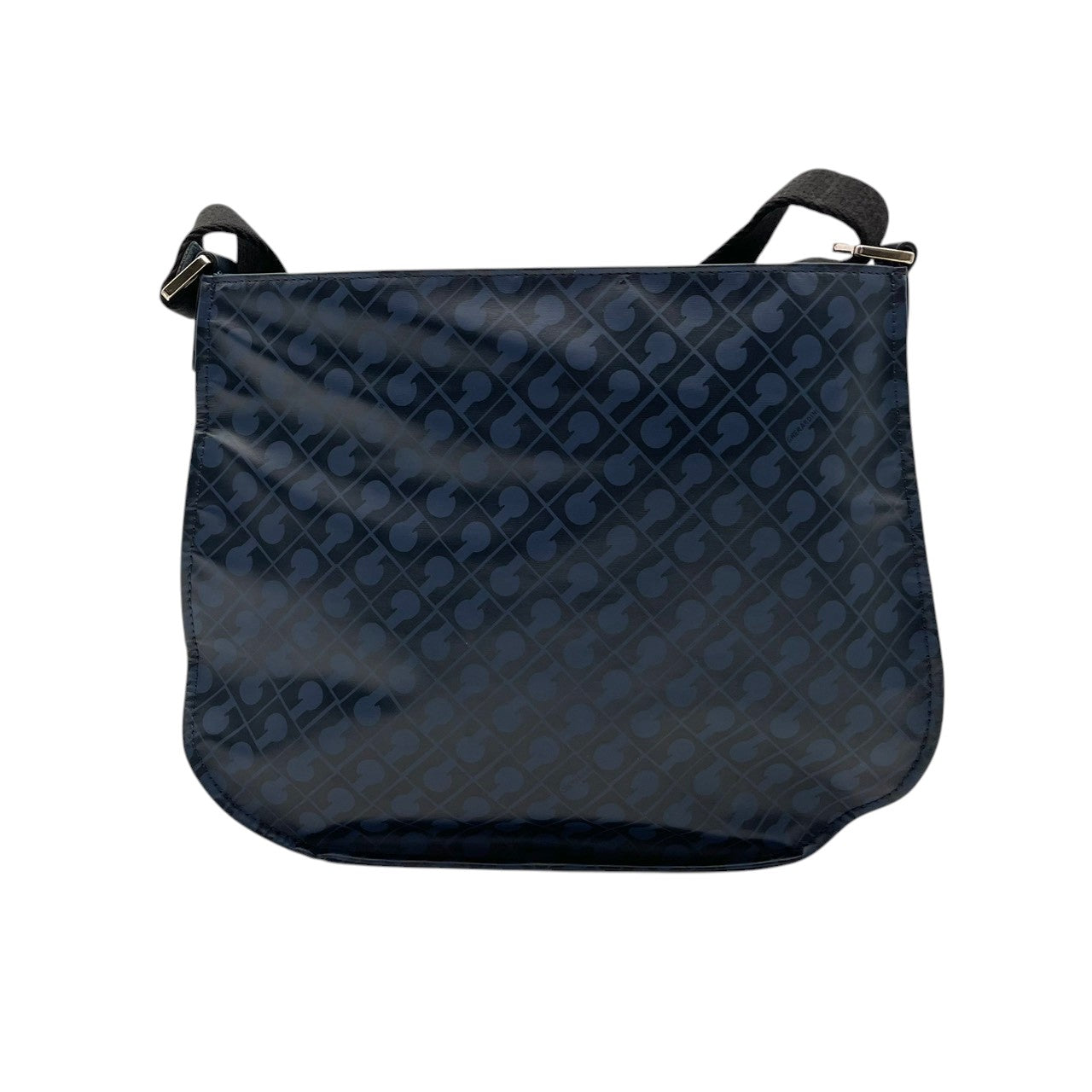 美品 ゲラルディーニ GHERARDINI ショルダーバッグ 鞄 クロスボディ 斜め掛け可 ナイロン ソフティ ネイビー 紺 軽量 総柄 モノグラム ファスナー レディース カジュアル エレガント デイリー 旅行 サブバッグ 普段使い 上品 綺麗 S84