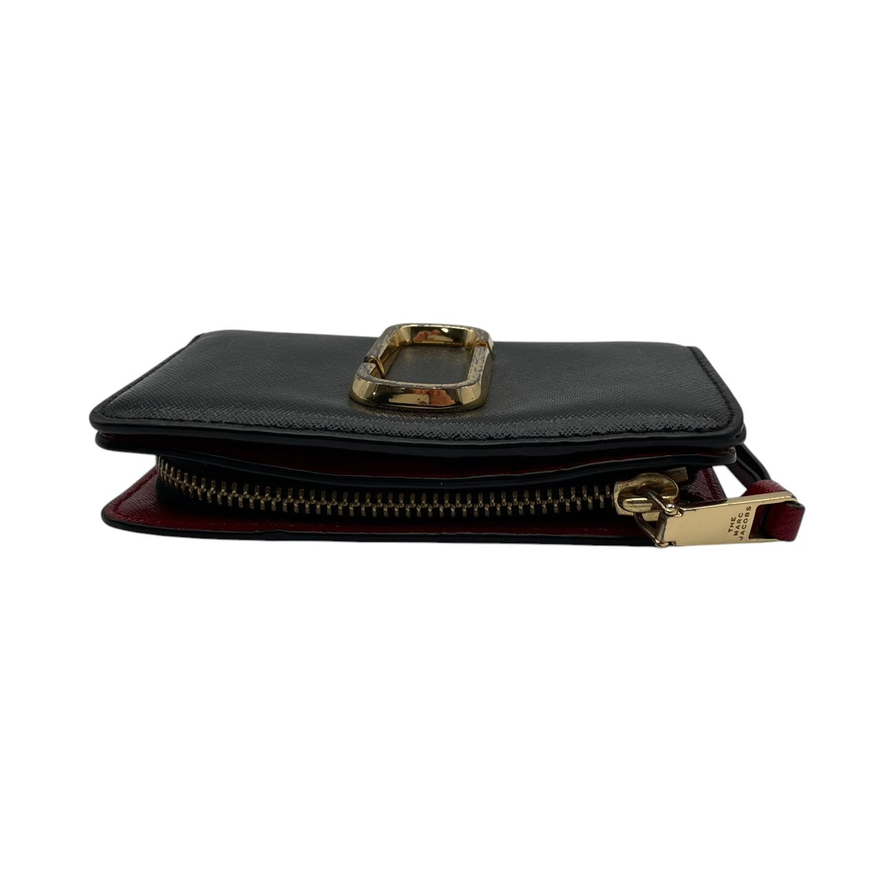 マークジェイコブス MARC JACOBS 財布 コンパクトウォレット レザー 本革 ブラック 黒 ボルドー バイカラー ゴールド金具 レディース エレガント クラシック ビンテージ ミニ財布 オシャレ 上品 ミニ コンパクト 丈夫 高品質 定番 人気 M1