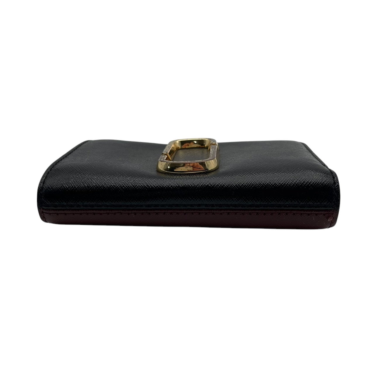 マークジェイコブス MARC JACOBS 財布 コンパクトウォレット レザー 本革 ブラック 黒 ボルドー バイカラー ゴールド金具 レディース エレガント クラシック ビンテージ ミニ財布 オシャレ 上品 ミニ コンパクト 丈夫 高品質 定番 人気 M1