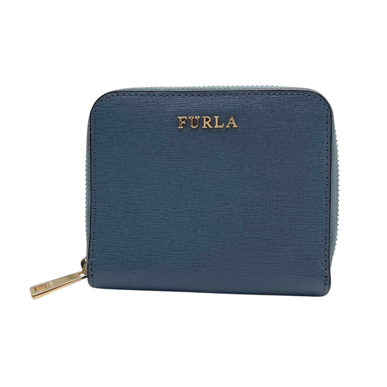 美品 フルラ FURLA 財布 二つ折り コンパクトウォレット レザー 本革 水色 ライトブルー パステルカラー ゴールド金具 レディース エレガント クラシック ビンテージ カジュアル 上品 高品質 丈夫 人気 お出かけ デイリー 普段使い 多機能 M1