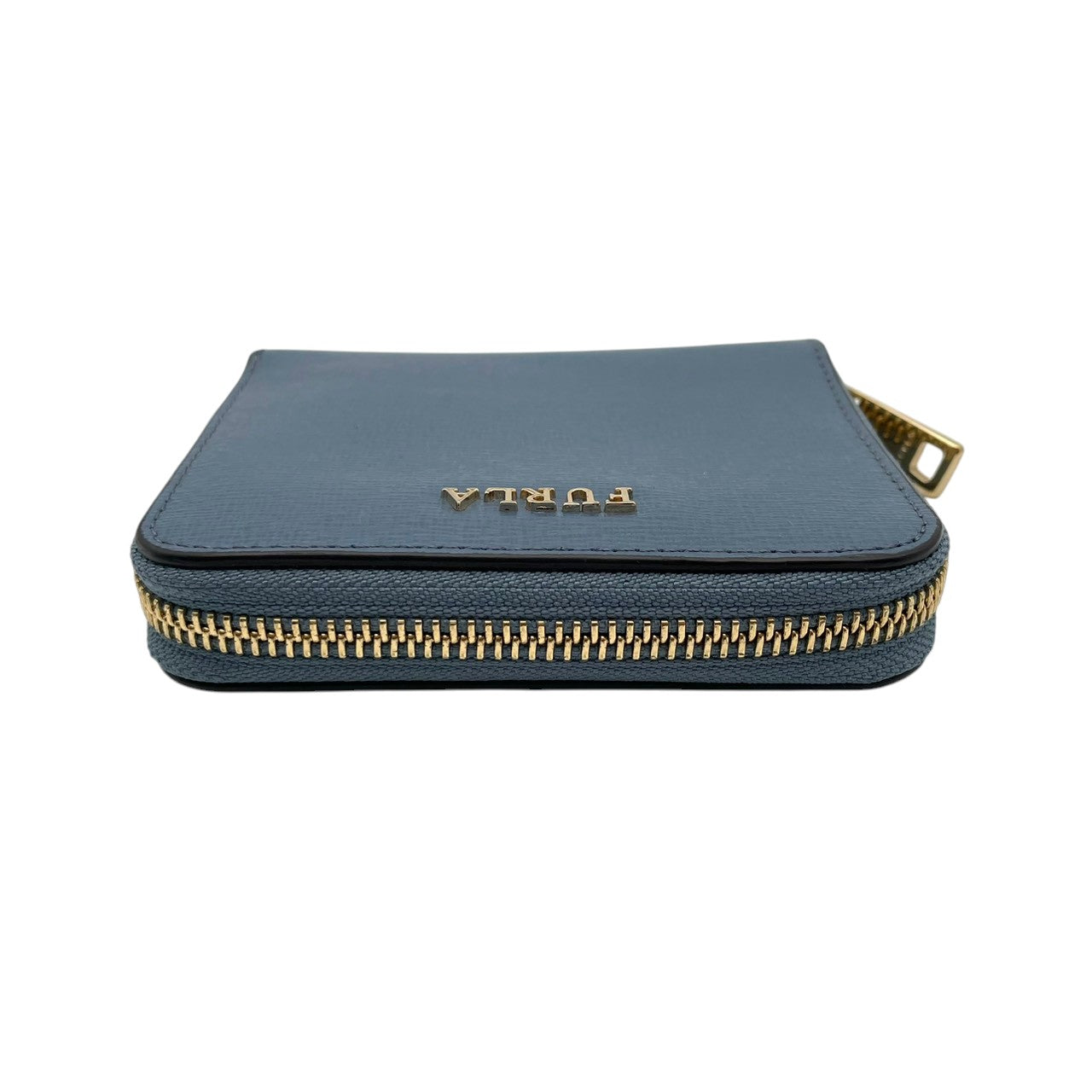 美品 フルラ FURLA 財布 二つ折り コンパクトウォレット レザー 本革 水色 ライトブルー パステルカラー ゴールド金具 レディース エレガント クラシック ビンテージ カジュアル 上品 高品質 丈夫 人気 お出かけ デイリー 普段使い 多機能 M1