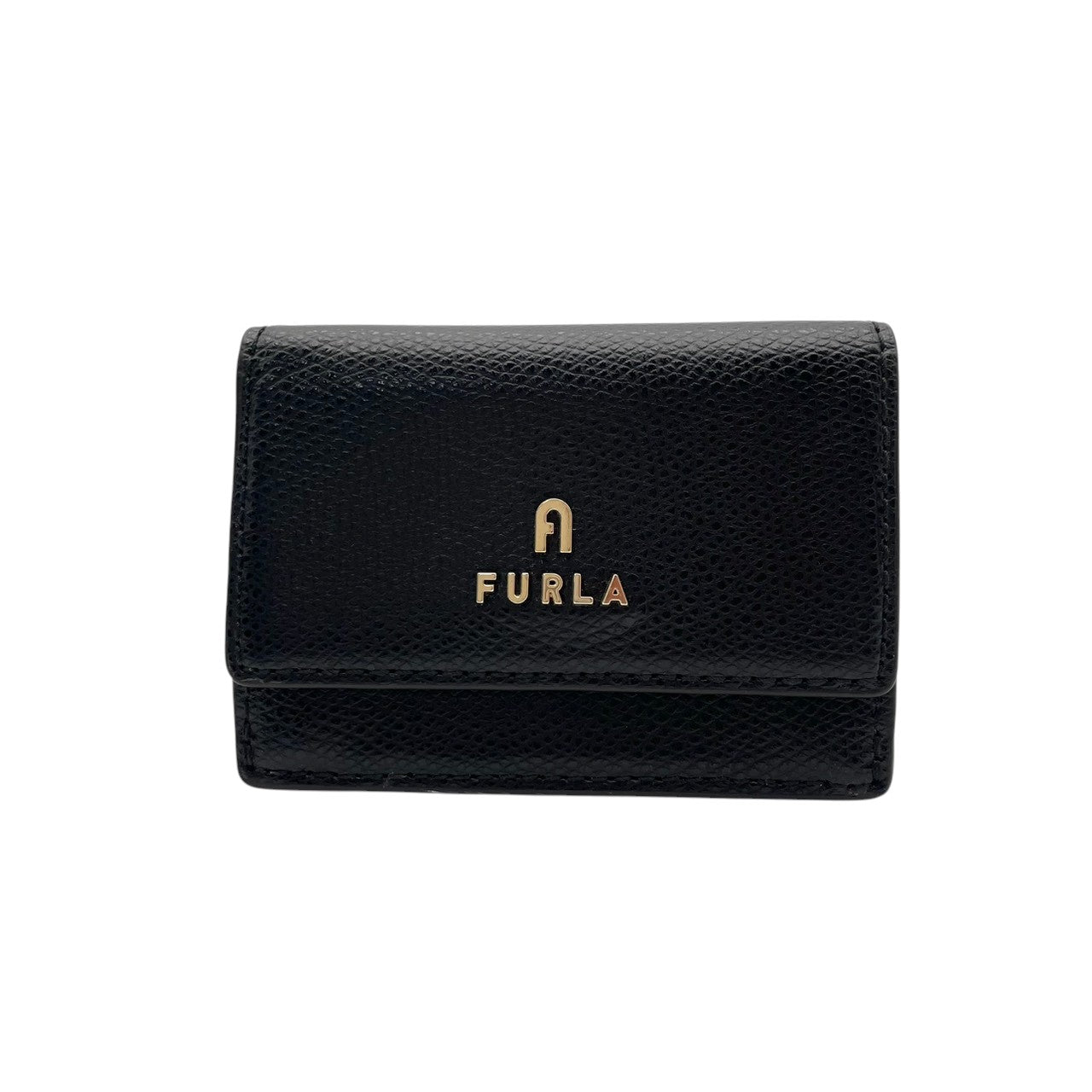 美品 フルラ FURLA 財布 三つ折り コンパクトウォレット ミニ財布 レザー 本革 ブラック 黒 ゴールド金具 レディース エレガント クラシック ビンテージ カジュアル シンプル 上品 高品質 丈夫 人気 お出かけ デイリー 普段使い 通勤 収納 M1