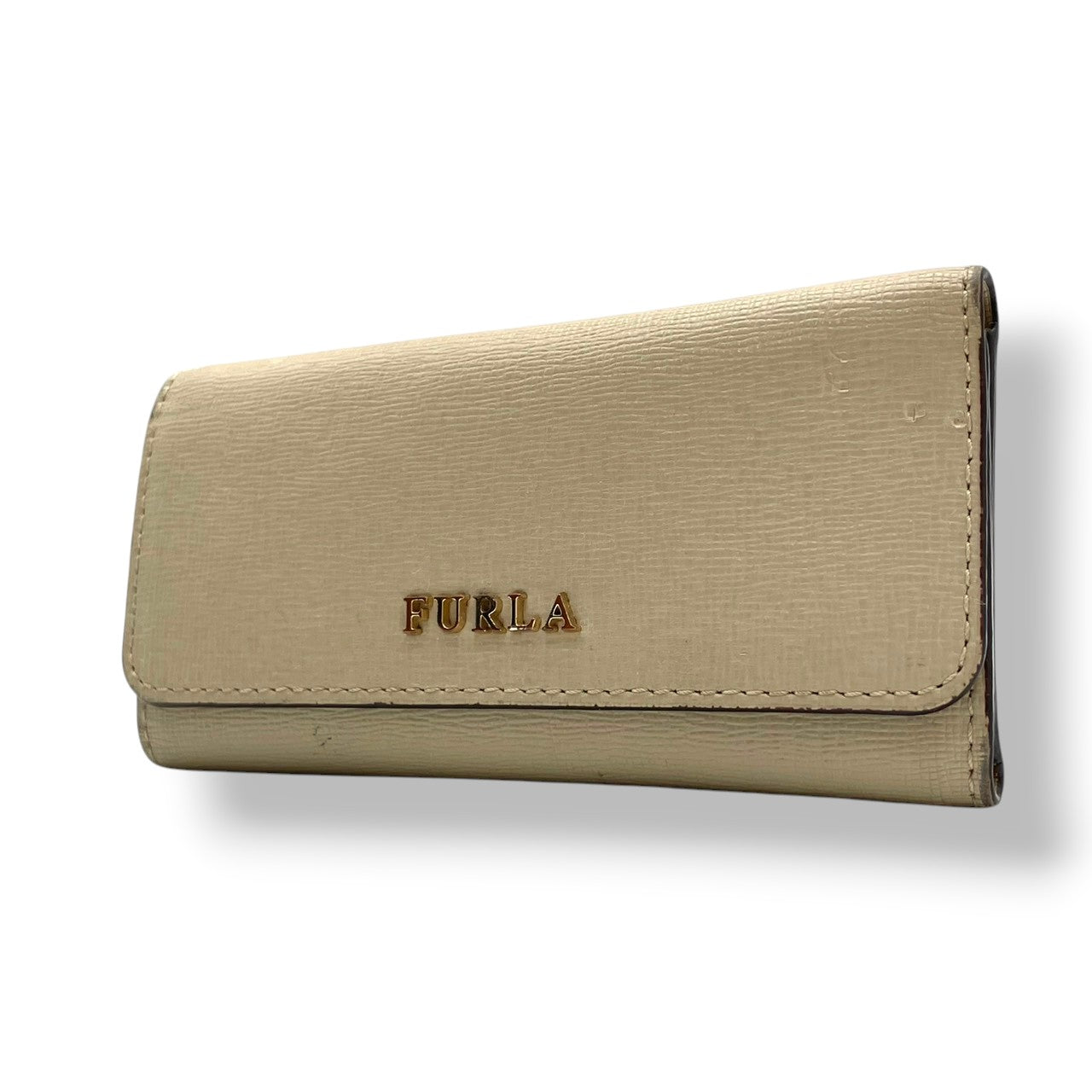 美品 フルラ FURLA コインケース キーケース 小銭入れ 小物入れ レザー 本革 ベージュ ゴールド金具 レディース エレガント クラシック ビンテージ カジュアル シンプル 上品 高品質 丈夫 人気 お出かけ デイリー コンパクト 収納 便利 M1