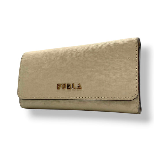 美品 フルラ FURLA コインケース キーケース 小銭入れ 小物入れ レザー 本革 ベージュ ゴールド金具 レディース エレガント クラシック ビンテージ カジュアル シンプル 上品 高品質 丈夫 人気 お出かけ デイリー コンパクト 収納 便利 M1