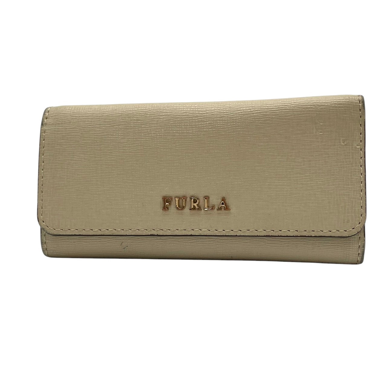 美品 フルラ FURLA コインケース キーケース 小銭入れ 小物入れ レザー 本革 ベージュ ゴールド金具 レディース エレガント クラシック ビンテージ カジュアル シンプル 上品 高品質 丈夫 人気 お出かけ デイリー コンパクト 収納 便利 M1