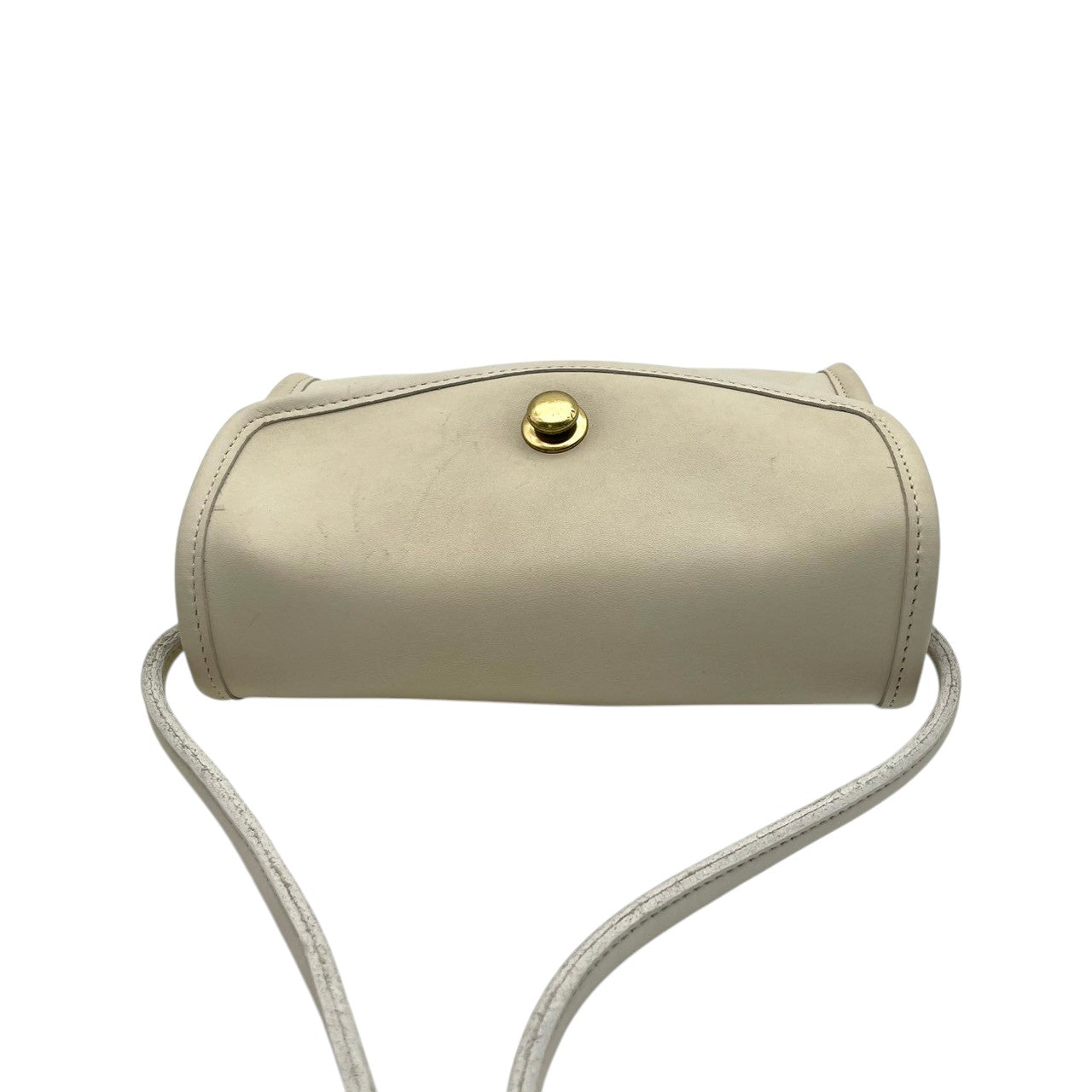 【美品】 COACH コーチ ショルダーバッグ ポシェット ミニバッグ クロスボディ 斜め掛け ターンロック レザー 本革 アイボリー 白系 ゴールド金具 レディース お出かけ デイリーユース レトロ シンプル 上品 箱付き 鞄 S19