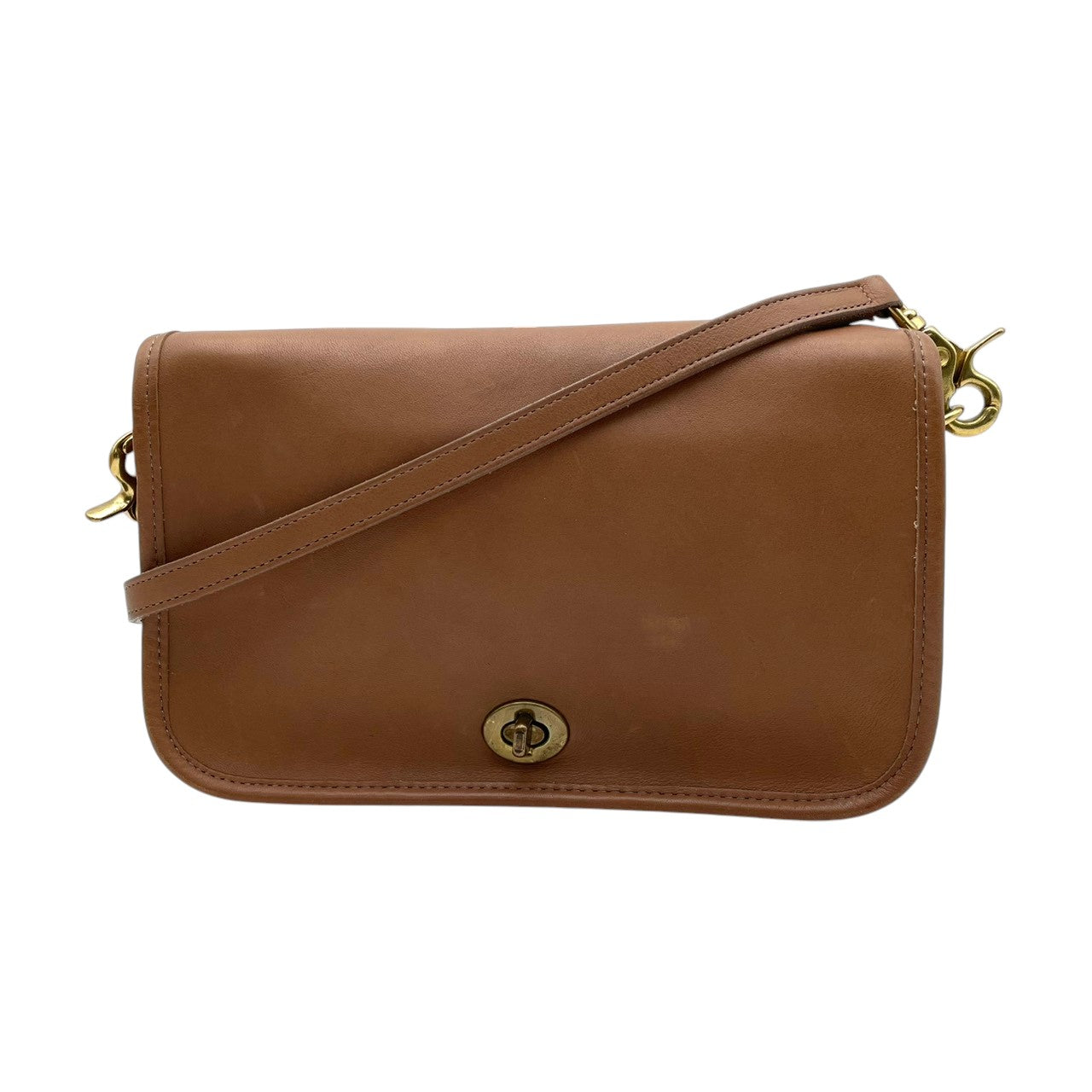 美品 COACH コーチ オールドコーチ ショルダーバッグ ポシェット 斜め掛け フラップ ターンロック 本革 レザー ブラウン ゴールド金具 ヴィンテージ ビンテージ レトロ クラシック エレガント 上品 デイリーユース レディース 箱付き S19