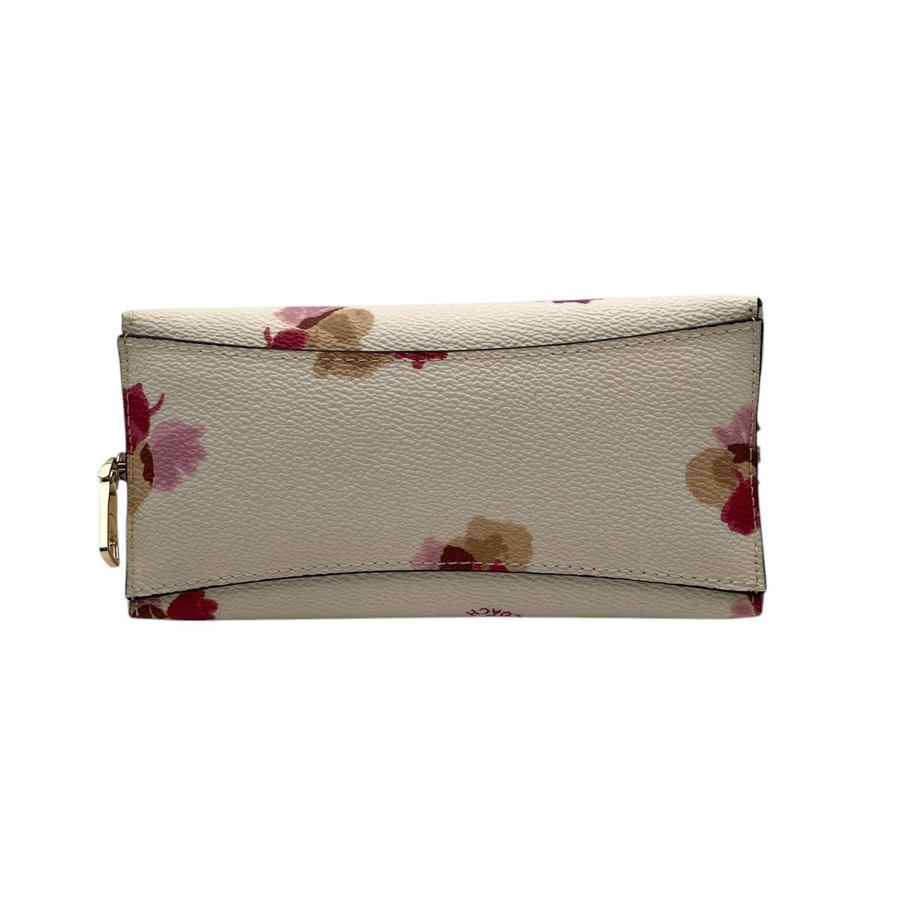 極美品 COACH コーチ ポーチ コスメポーチ 化粧ポーチ 小物入れ シグネチャー PVC レザー アイボリー ピンク ベージュ ゴールド金具 レディース 上品 エレガント コンパクト デイリー トラベル 旅行 整理 収納 S84