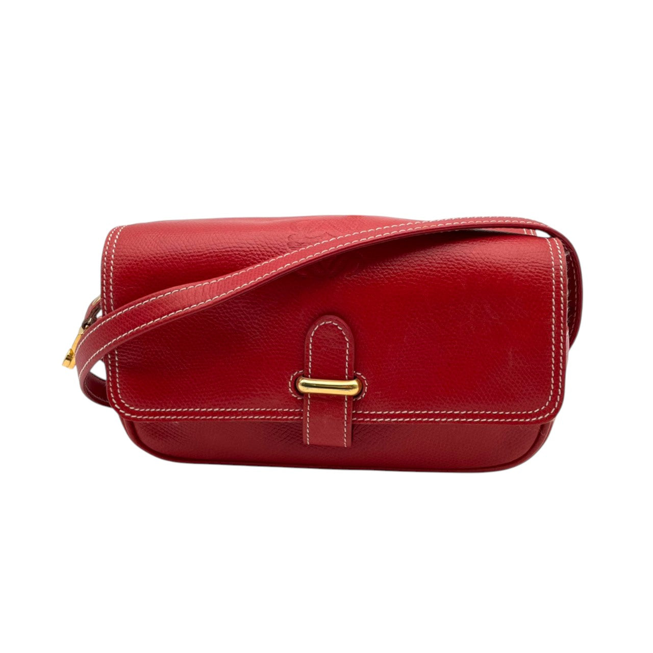 LOEWE ロエベ アナグラム ショルダーバッグ ポシェット ミニバッグ クロスボディ 斜め掛け レザー 本革 レッド 赤 ゴールド金具 ヴィンテージ オールド レトロ レディース エレガント 上品 お出かけ デイリーユース シンプル コンパクト 良品 S84