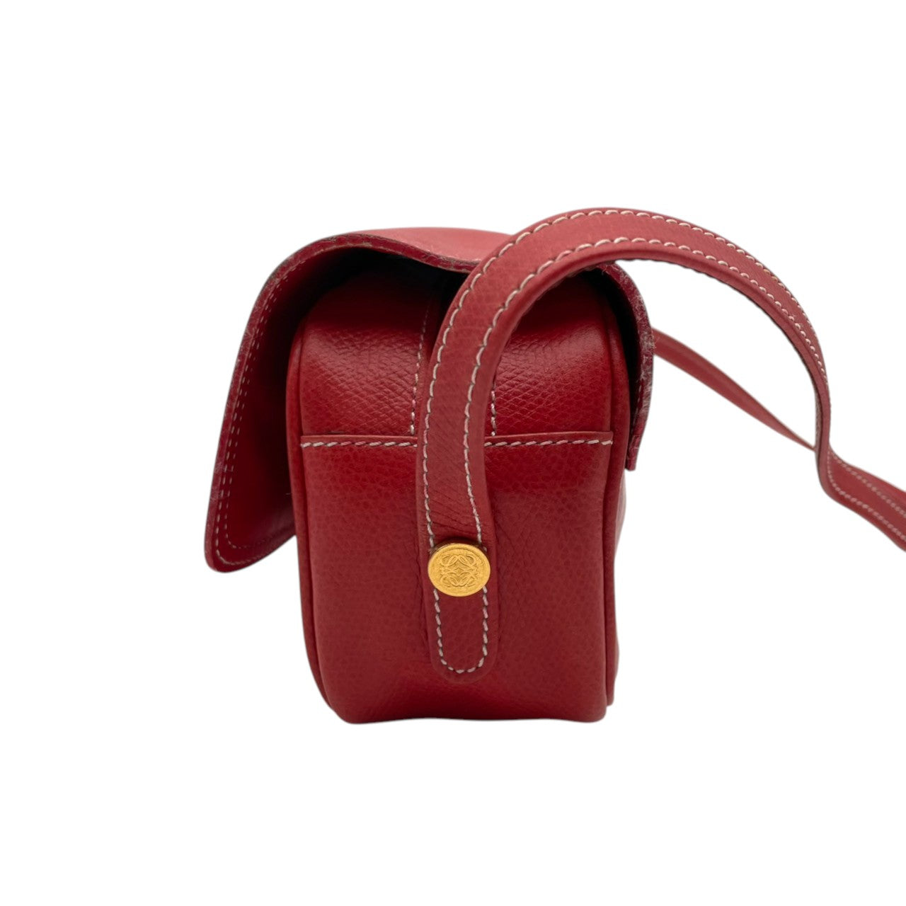 LOEWE ロエベ アナグラム ショルダーバッグ ポシェット ミニバッグ クロスボディ 斜め掛け レザー 本革 レッド 赤 ゴールド金具 ヴィンテージ オールド レトロ レディース エレガント 上品 お出かけ デイリーユース シンプル コンパクト 良品 S84