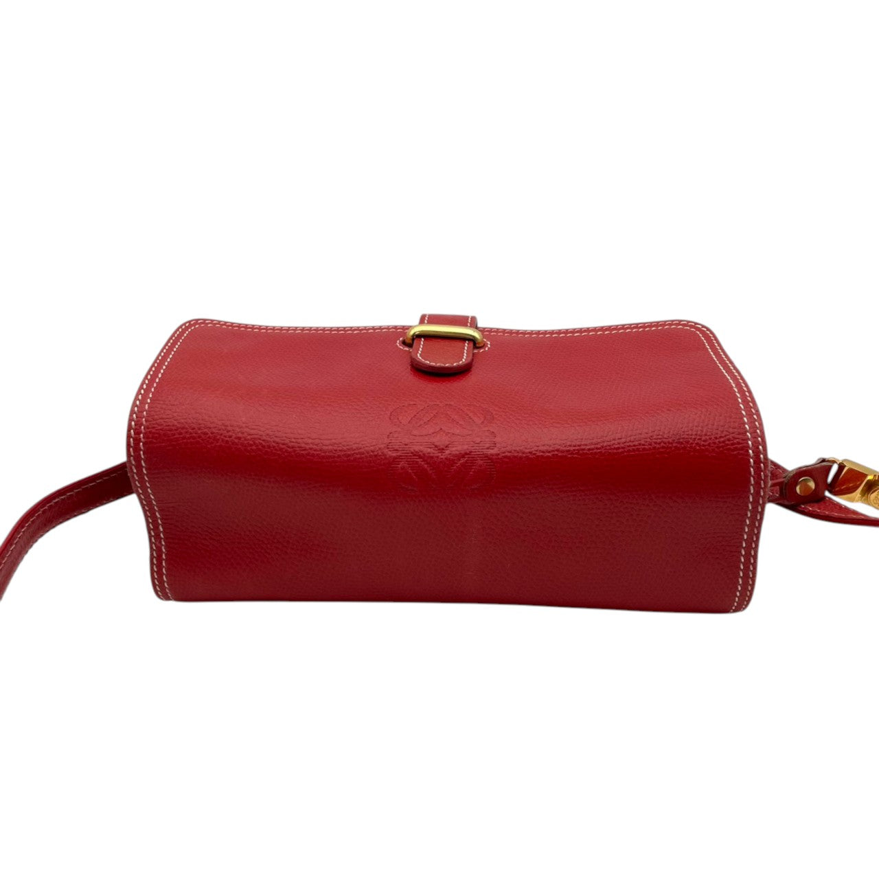 LOEWE ロエベ アナグラム ショルダーバッグ ポシェット ミニバッグ クロスボディ 斜め掛け レザー 本革 レッド 赤 ゴールド金具 ヴィンテージ オールド レトロ レディース エレガント 上品 お出かけ デイリーユース シンプル コンパクト 良品 S84