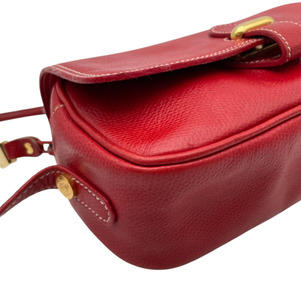 LOEWE ロエベ アナグラム ショルダーバッグ ポシェット ミニバッグ クロスボディ 斜め掛け レザー 本革 レッド 赤 ゴールド金具 ヴィンテージ オールド レトロ レディース エレガント 上品 お出かけ デイリーユース シンプル コンパクト 良品 S84
