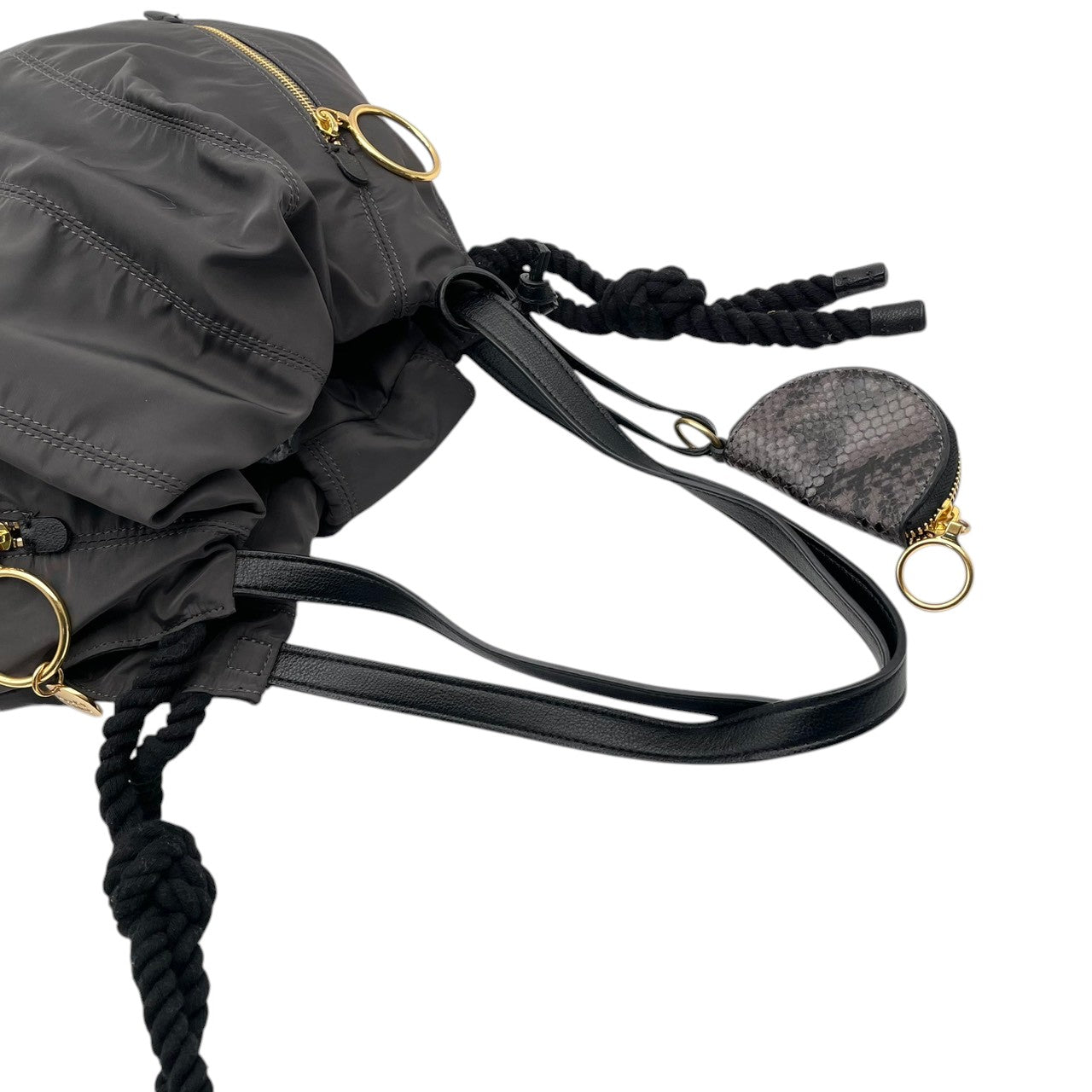美品 SEE BY CHLOE シーバイクロエ トートバッグ ジョイライダー ナイロン レザー グレー 黒 ブラック 星型チャーム A4収納 大容量 軽量 肩掛け レディース カジュアル マザーズバッグ 通勤 通学 お出かけ 鞄 S84