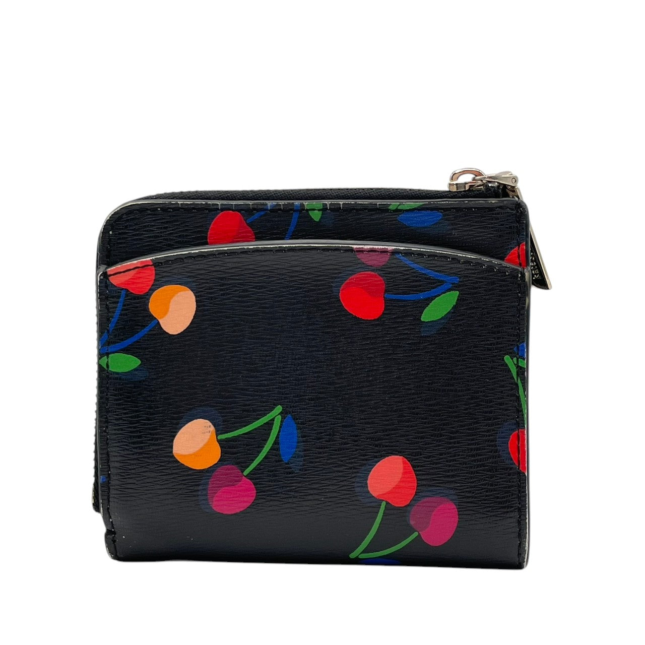 kate spade ケイトスペード 二つ折り財布 コンパクトウォレット ミニ財布 花柄 フローラル ボタニカル PVC ブラック 黒 マルチカラー ゴールド金具 レディース エレガント 上品 カジュアル お出かけ デイリー 普段使い 良品 M4