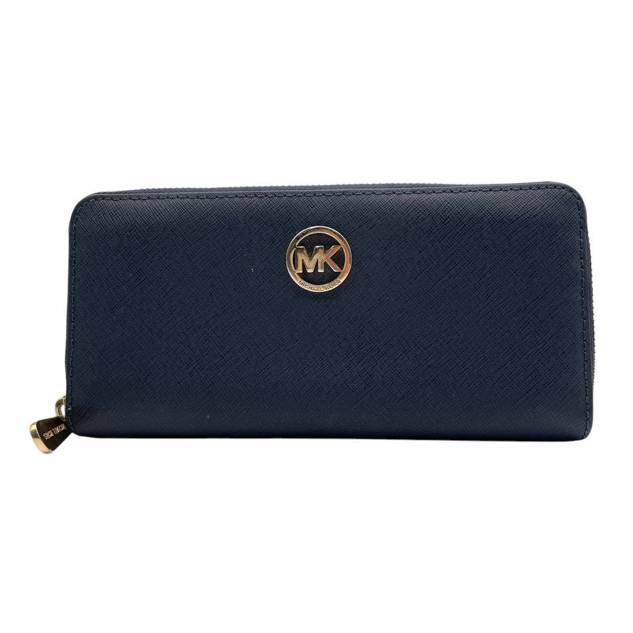 良品 MICHAEL KORS マイケルコース ラウンドファスナー 長財布 ロングウォレット レザー 本革 ネイビー 紺 ゴールド金具 レディース エレガント 上品 カジュアル ビジネス 大容量 収納 普段使い お出かけ 人気 M4