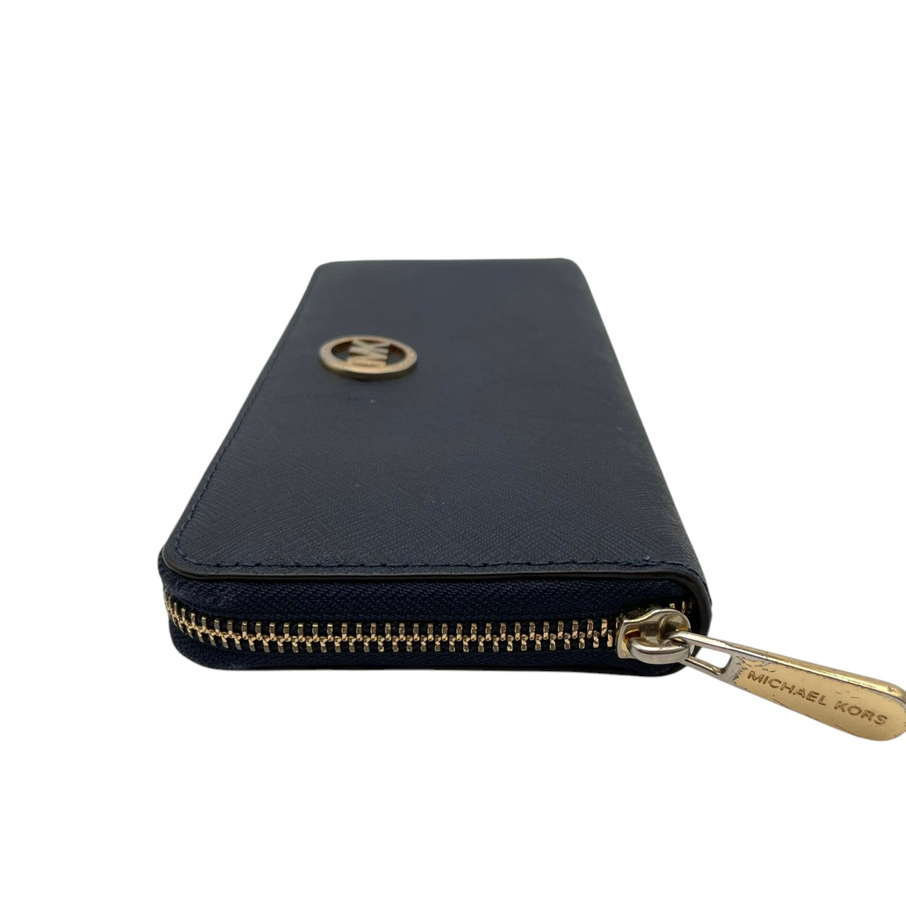 良品 MICHAEL KORS マイケルコース ラウンドファスナー 長財布 ロングウォレット レザー 本革 ネイビー 紺 ゴールド金具 レディース エレガント 上品 カジュアル ビジネス 大容量 収納 普段使い お出かけ 人気 M4