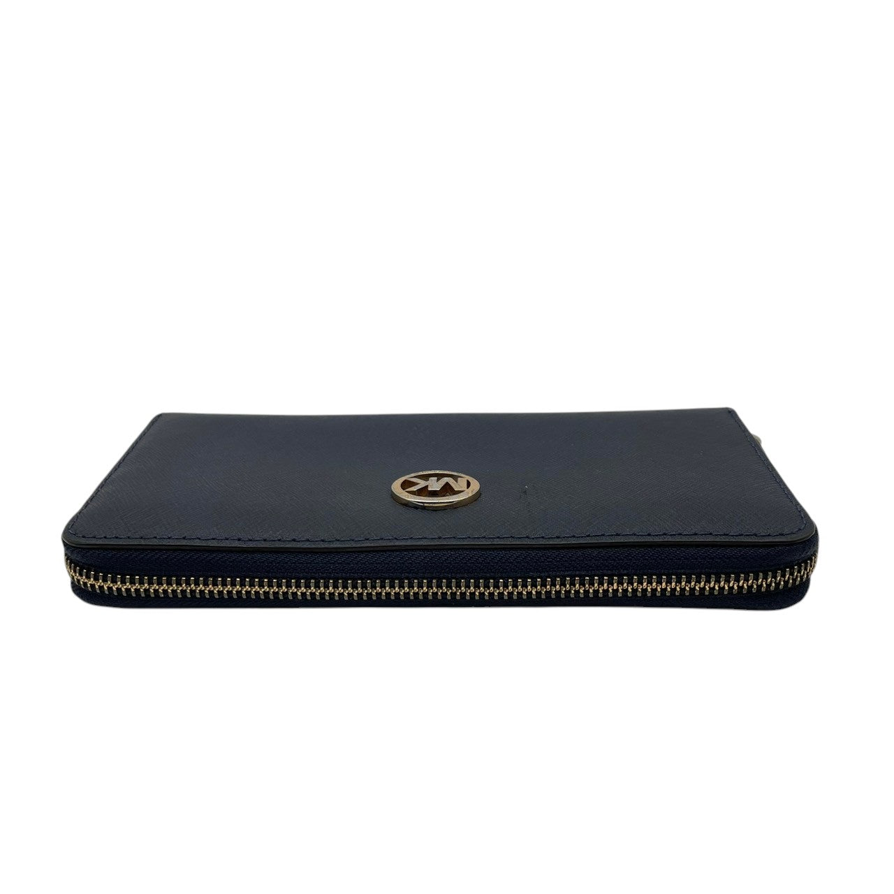 良品 MICHAEL KORS マイケルコース ラウンドファスナー 長財布 ロングウォレット レザー 本革 ネイビー 紺 ゴールド金具 レディース エレガント 上品 カジュアル ビジネス 大容量 収納 普段使い お出かけ 人気 M4