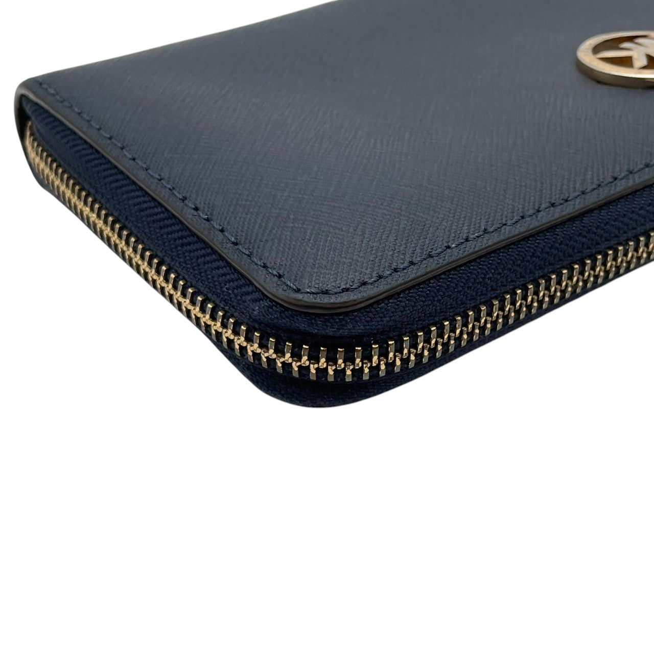 良品 MICHAEL KORS マイケルコース ラウンドファスナー 長財布 ロングウォレット レザー 本革 ネイビー 紺 ゴールド金具 レディース エレガント 上品 カジュアル ビジネス 大容量 収納 普段使い お出かけ 人気 M4