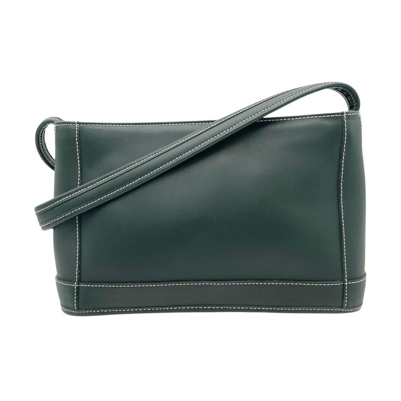 美品 COACH コーチ スポーツコーチ ショルダーバッグ グローブタンドレザー カウハイド グリーン 深緑 ヴィンテージ ワンショルダー 牛革 白ステッチ 斜めがけ ハンドバッグ レディース 通勤 普段使い シンプル U3