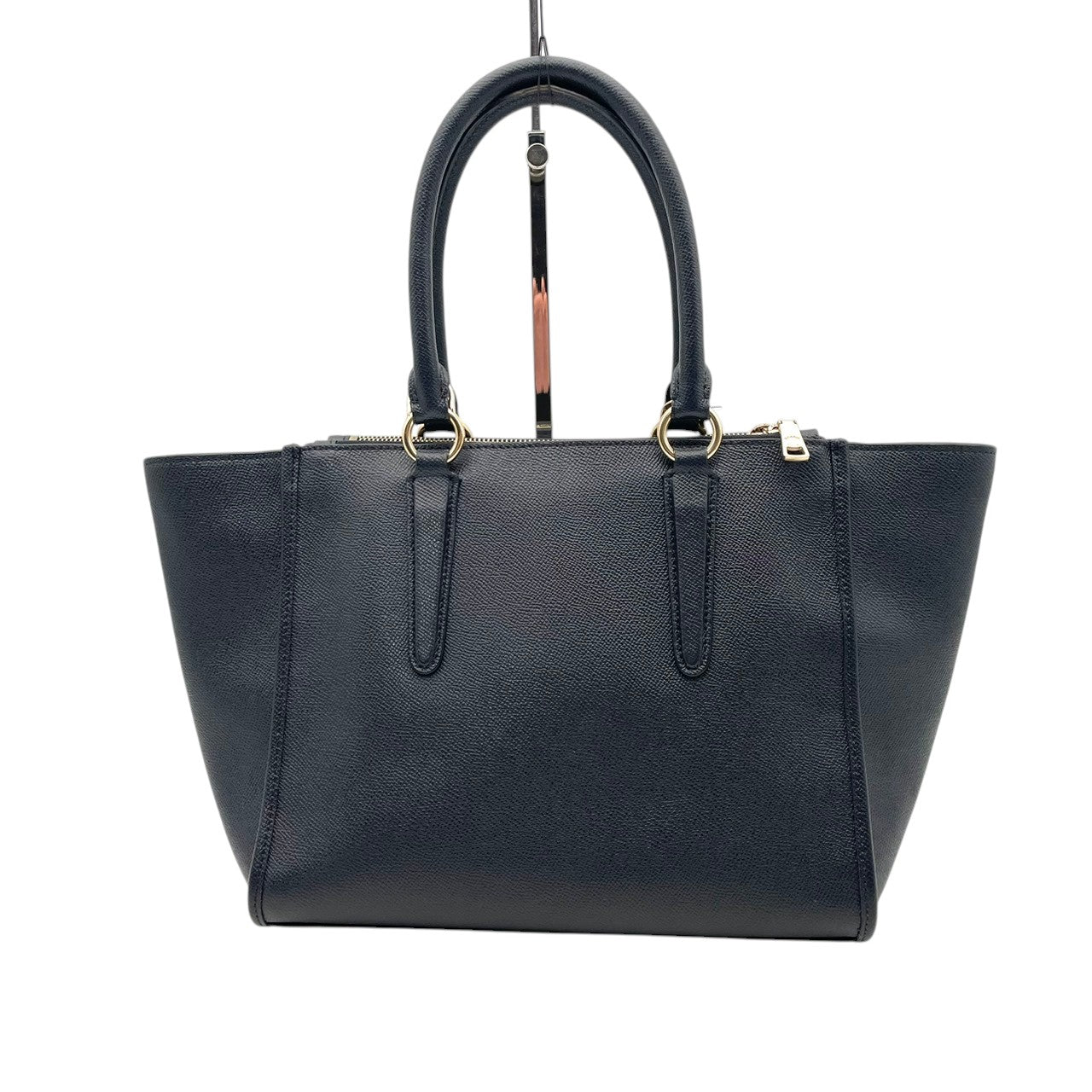 美品 COACH コーチ トートバッグ クロスグレインレザー ネイビー 紺 ゴールド金具 大容量 A4収納 通勤 ハンドバッグ レディース シンプル 牛革 上品 ニューヨーク ミニトート 肩掛け F14928 U3