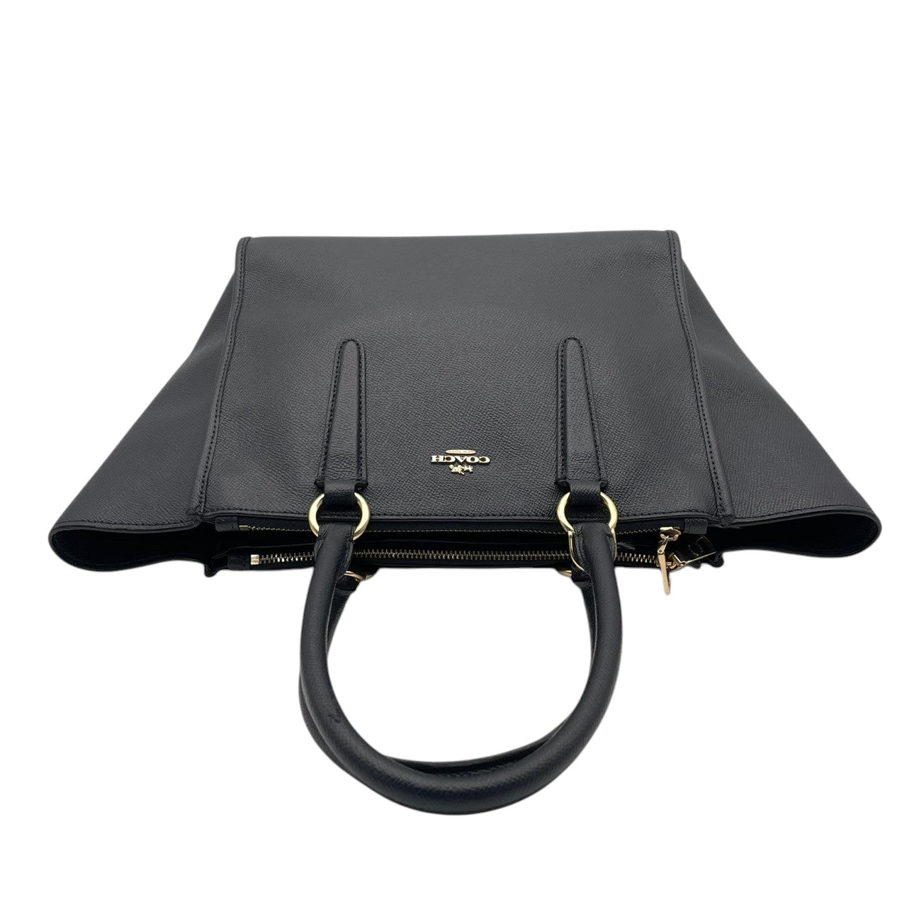 美品 COACH コーチ トートバッグ クロスグレインレザー ネイビー 紺 ゴールド金具 大容量 A4収納 通勤 ハンドバッグ レディース シンプル 牛革 上品 ニューヨーク ミニトート 肩掛け F14928 U3