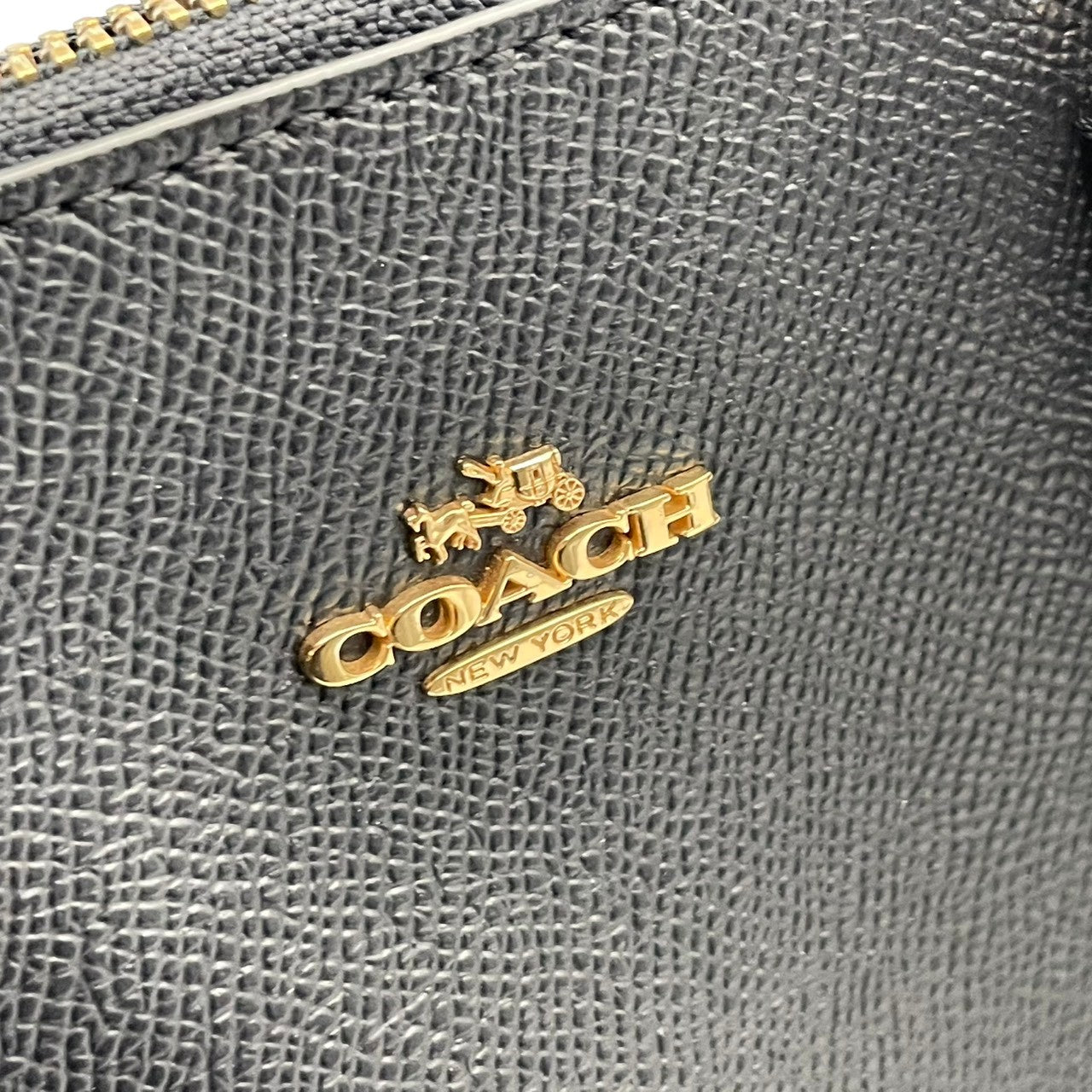美品 COACH コーチ トートバッグ クロスグレインレザー ネイビー 紺 ゴールド金具 大容量 A4収納 通勤 ハンドバッグ レディース シンプル 牛革 上品 ニューヨーク ミニトート 肩掛け F14928 U3