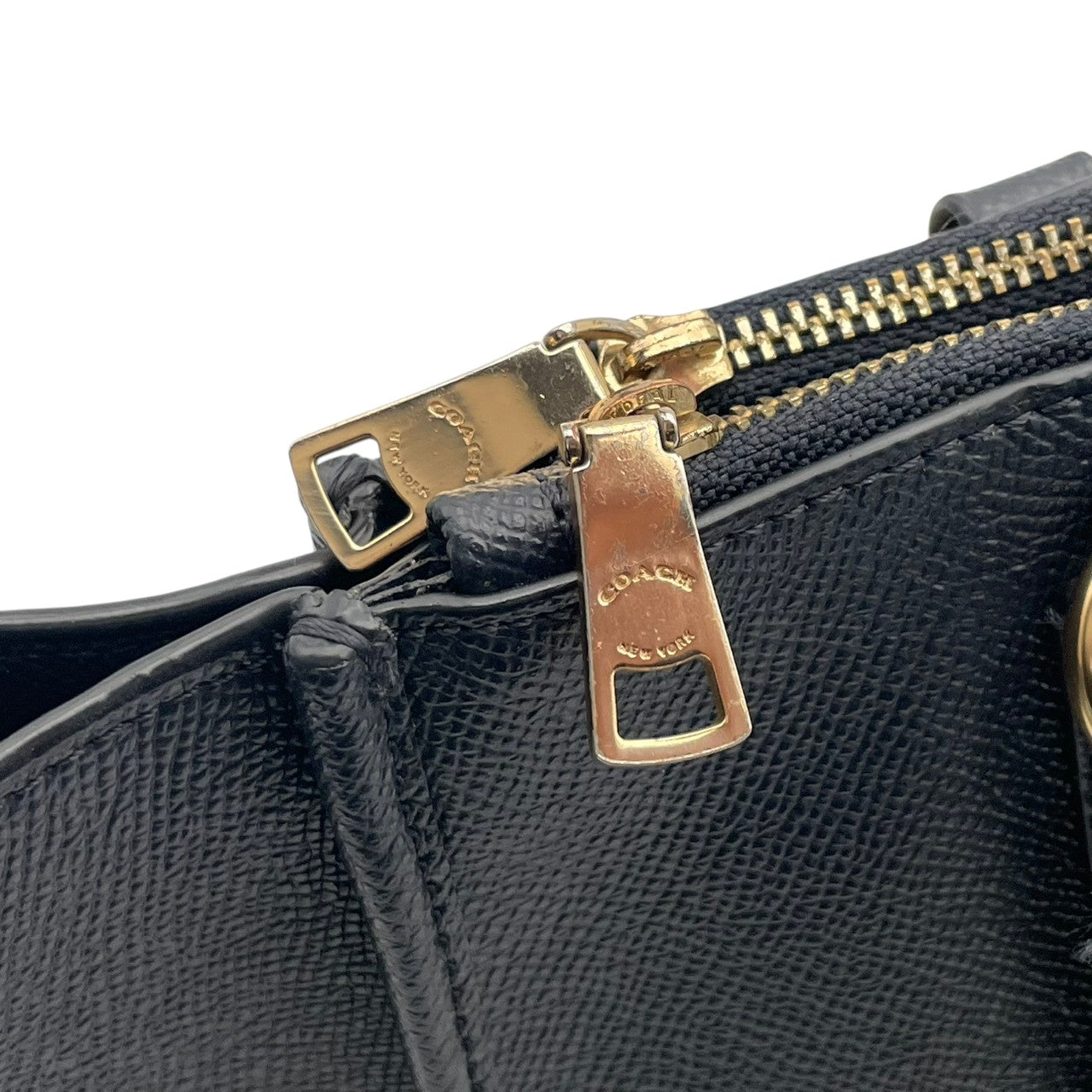 美品 COACH コーチ トートバッグ クロスグレインレザー ネイビー 紺 ゴールド金具 大容量 A4収納 通勤 ハンドバッグ レディース シンプル 牛革 上品 ニューヨーク ミニトート 肩掛け F14928 U3