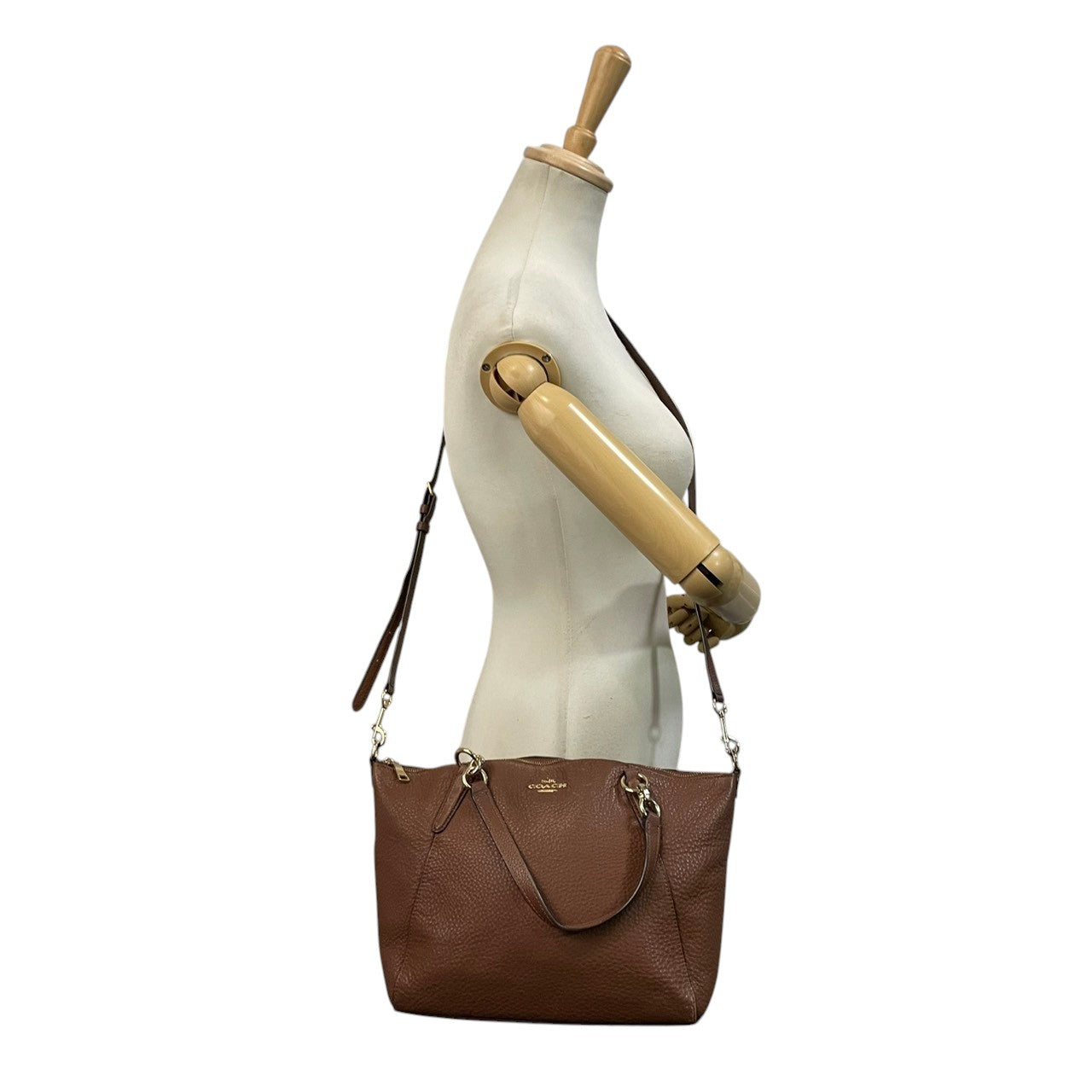 COACH コーチ トートバッグ ペブルドレザー ブラウン 茶 ゴールド金具 牛革 2way 大容量 A4収納 レディース 通勤 普段使い 斜めがけ チェーン ショルダー ケリー 上品 シンプル ハンドバッグ E26917 U3