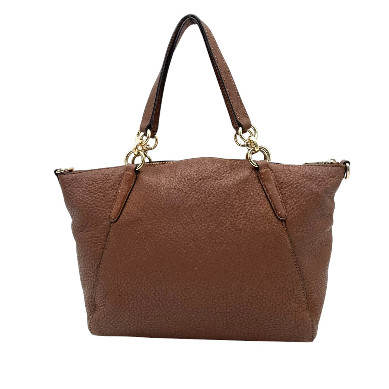 COACH コーチ トートバッグ ペブルドレザー ブラウン 茶 ゴールド金具 牛革 2way 大容量 A4収納 レディース 通勤 普段使い 斜めがけ チェーン ショルダー ケリー 上品 シンプル ハンドバッグ E26917 U3